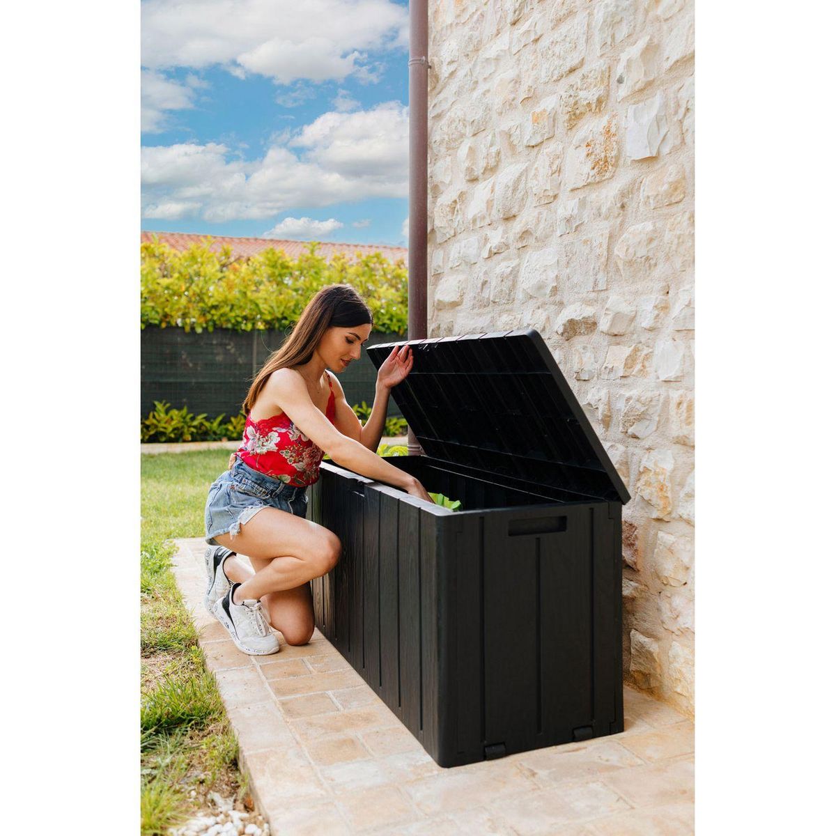 TOOMAX Coffre de rangement jardin résine - Anthracite - 270L - MULTIBOX BRAVO