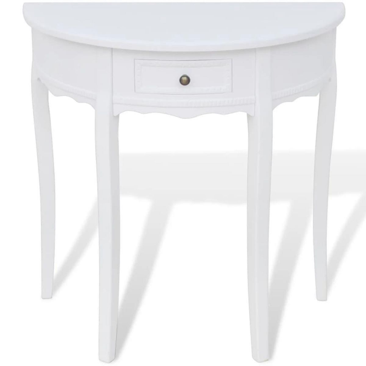 VIDAXL Table console avec tiroir Demi-ronde Blanc