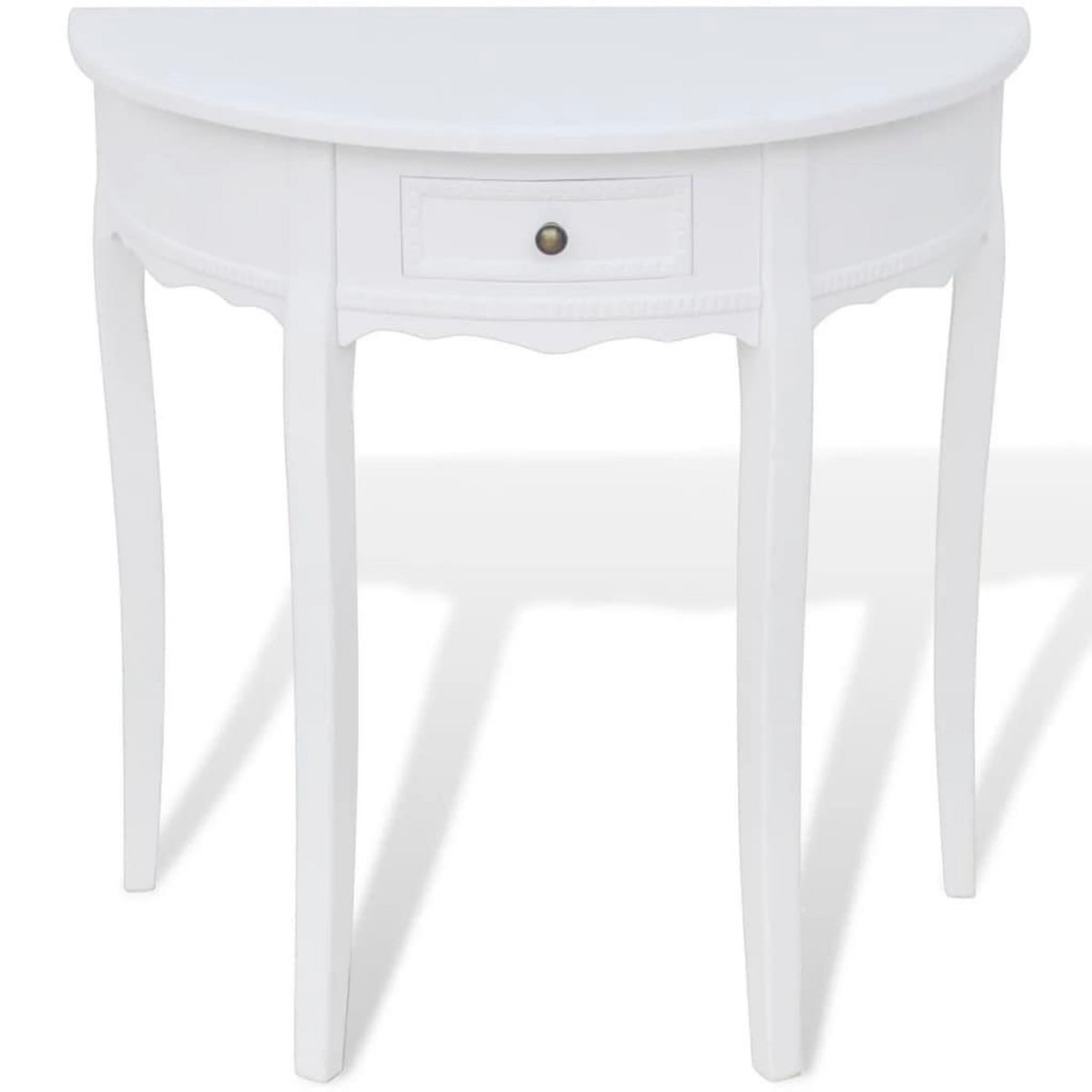 VIDAXL Table console avec tiroir Demi-ronde Blanc