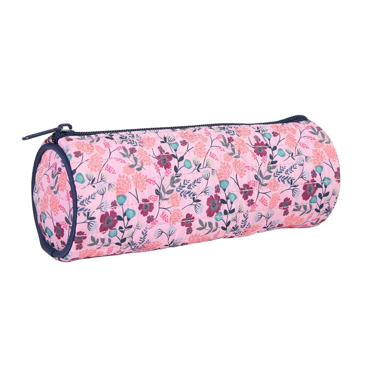 Bagtrotter Bagtrotter  - Trousse Scolaire Ronde - Multicolore- Fleurs - 1 Compartiment Zippé - 22x7x7cm - Matière Polyester - Accessoire et Papeterie Scolaire