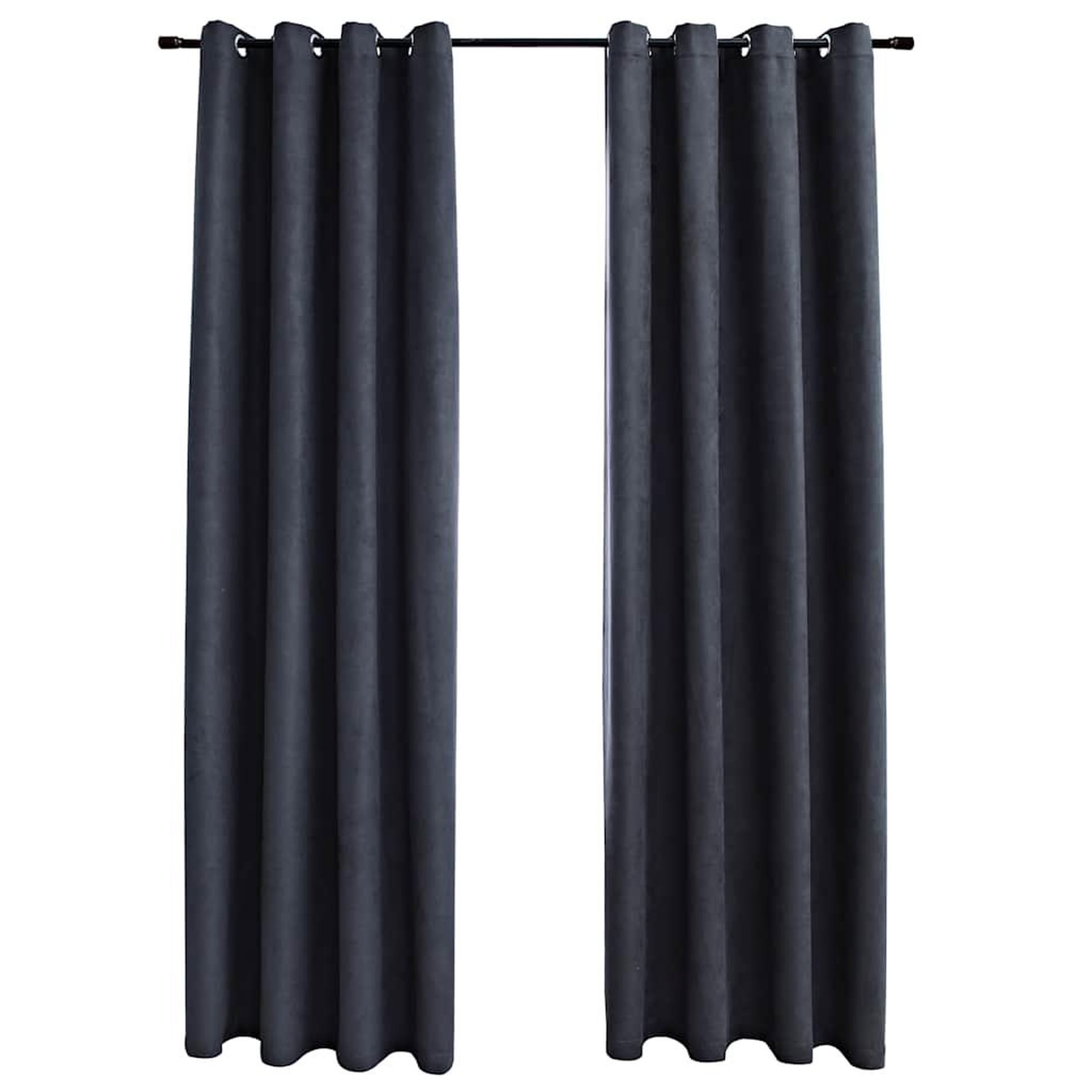 Voir la diapositive 2 : VIDAXL Rideaux occultants avec anneaux Metal 2pcs Anthracite 140x175cm