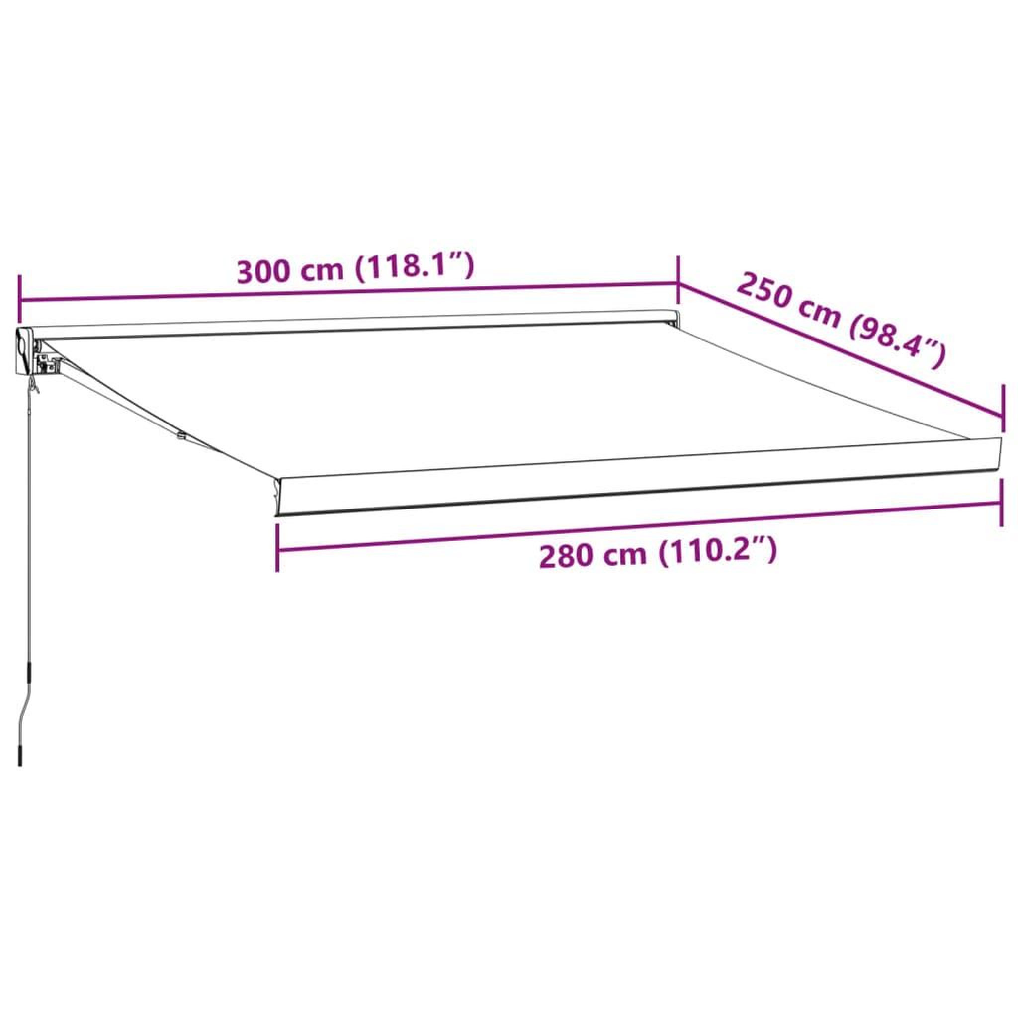 Voir la diapositive 6 : VIDAXL Auvent manuel retractable bordeaux 300x250 cm