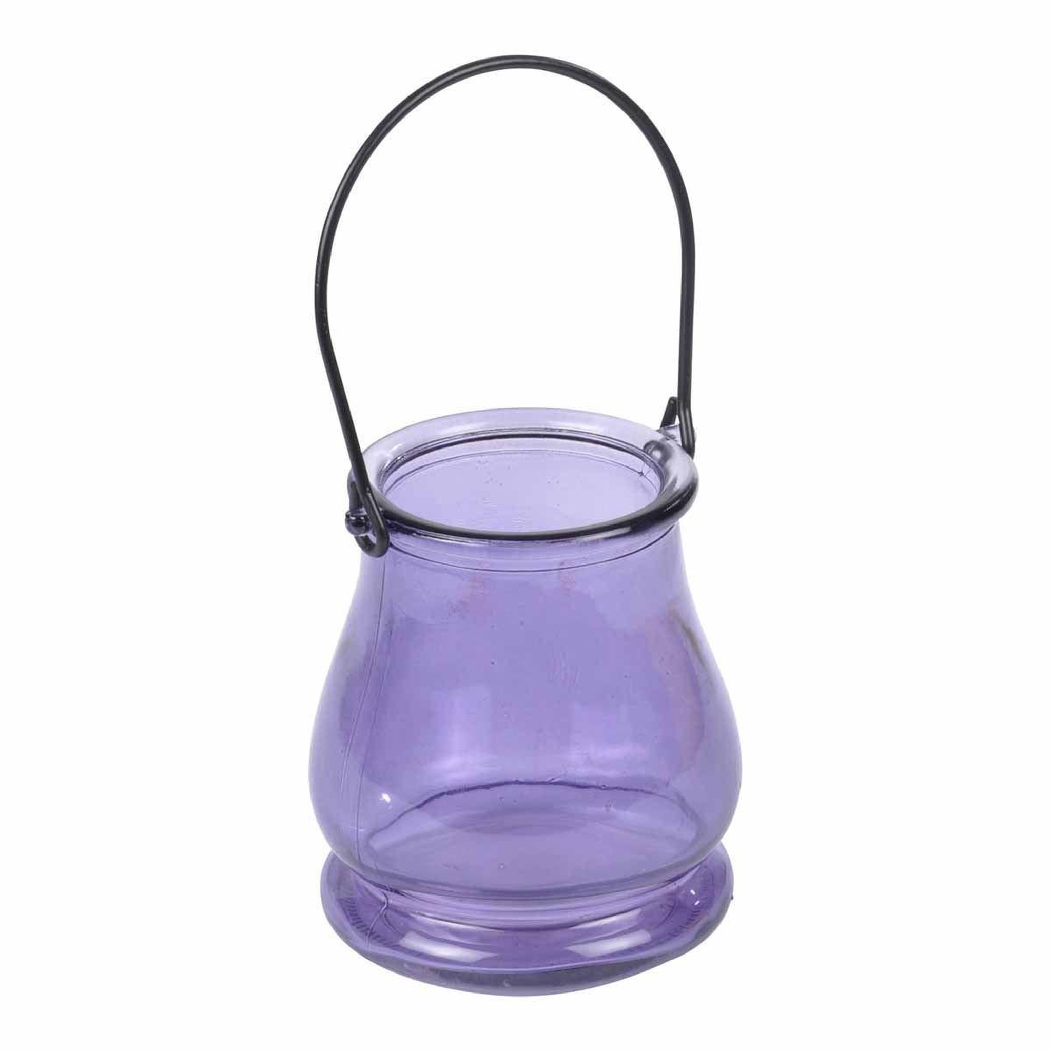 HOMEA Photophore en Verre Teinté  Romantique  9cm Lavande