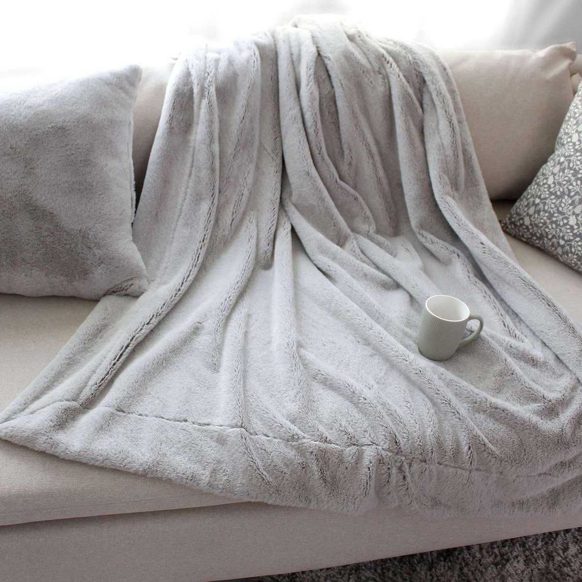 TOILINUX Plaid AZURA imitiation fourrure et flanelle