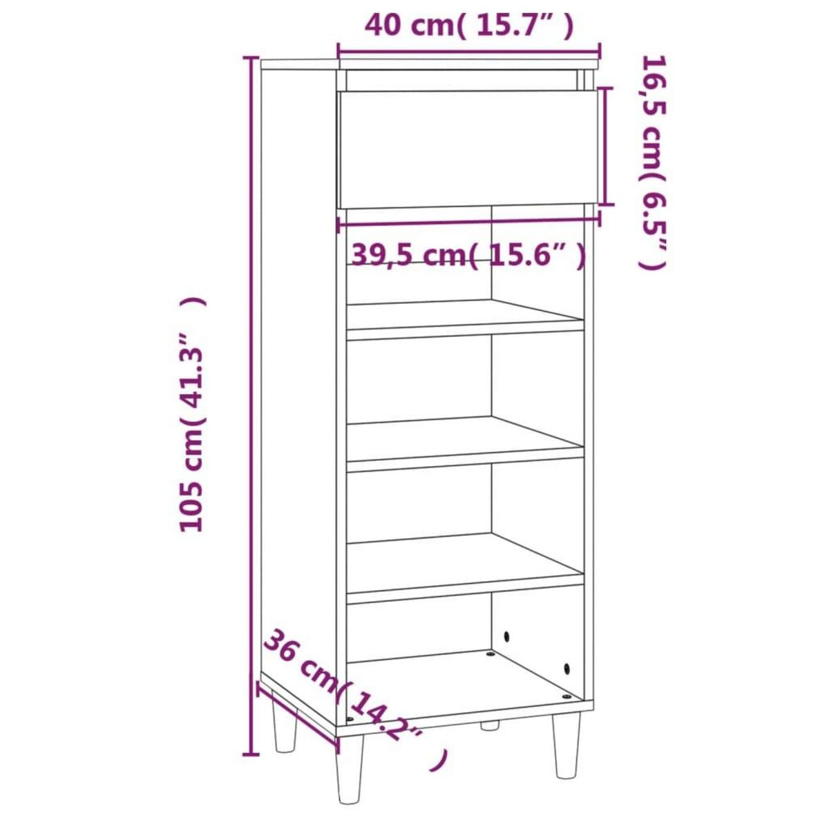 VIDAXL Armoire a chaussures Sonoma gris 40x36x105 cm Bois d'ingenierie