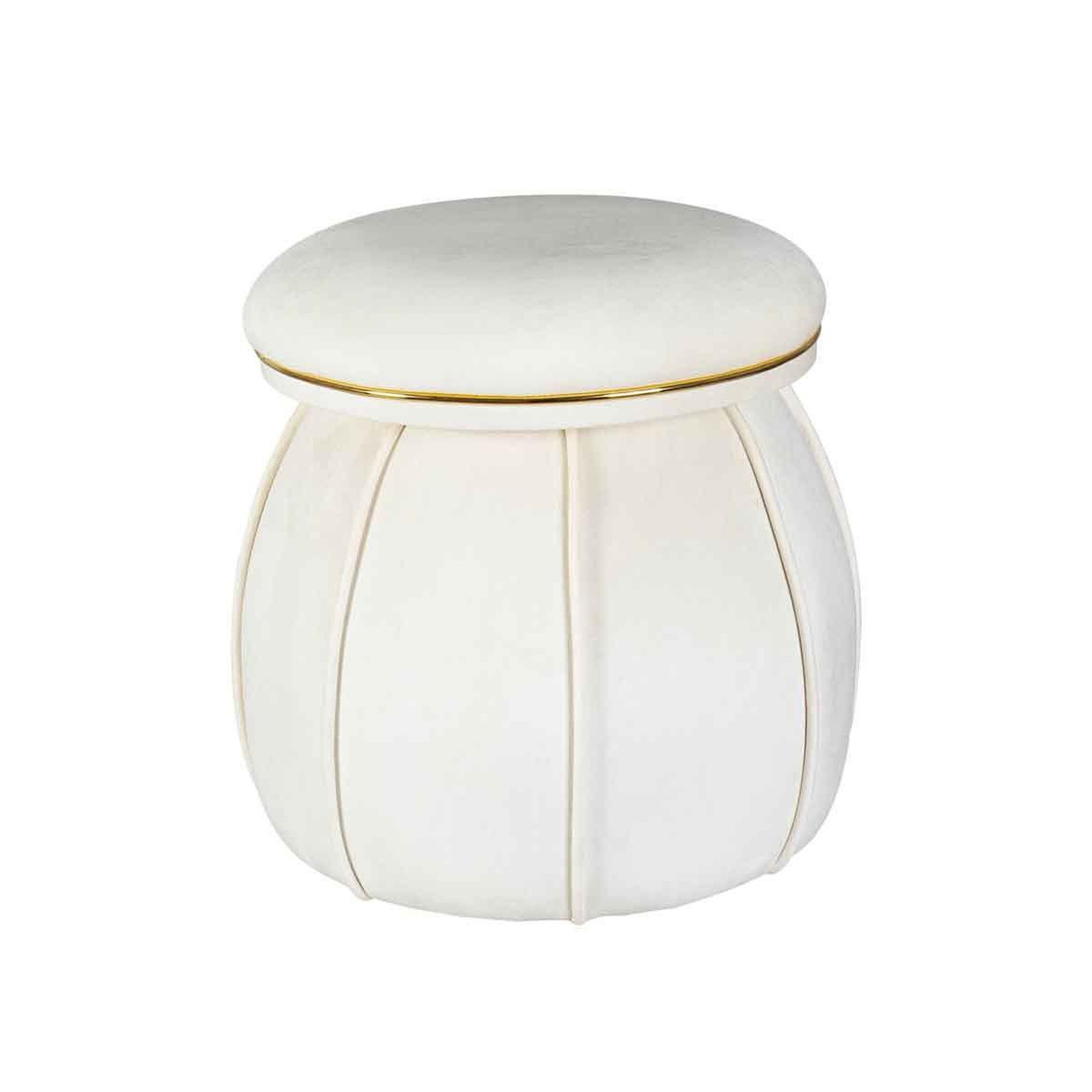 Voir la diapositive 2 : Paris Prix Tabouret rond design  corin  55cm ivoire & or