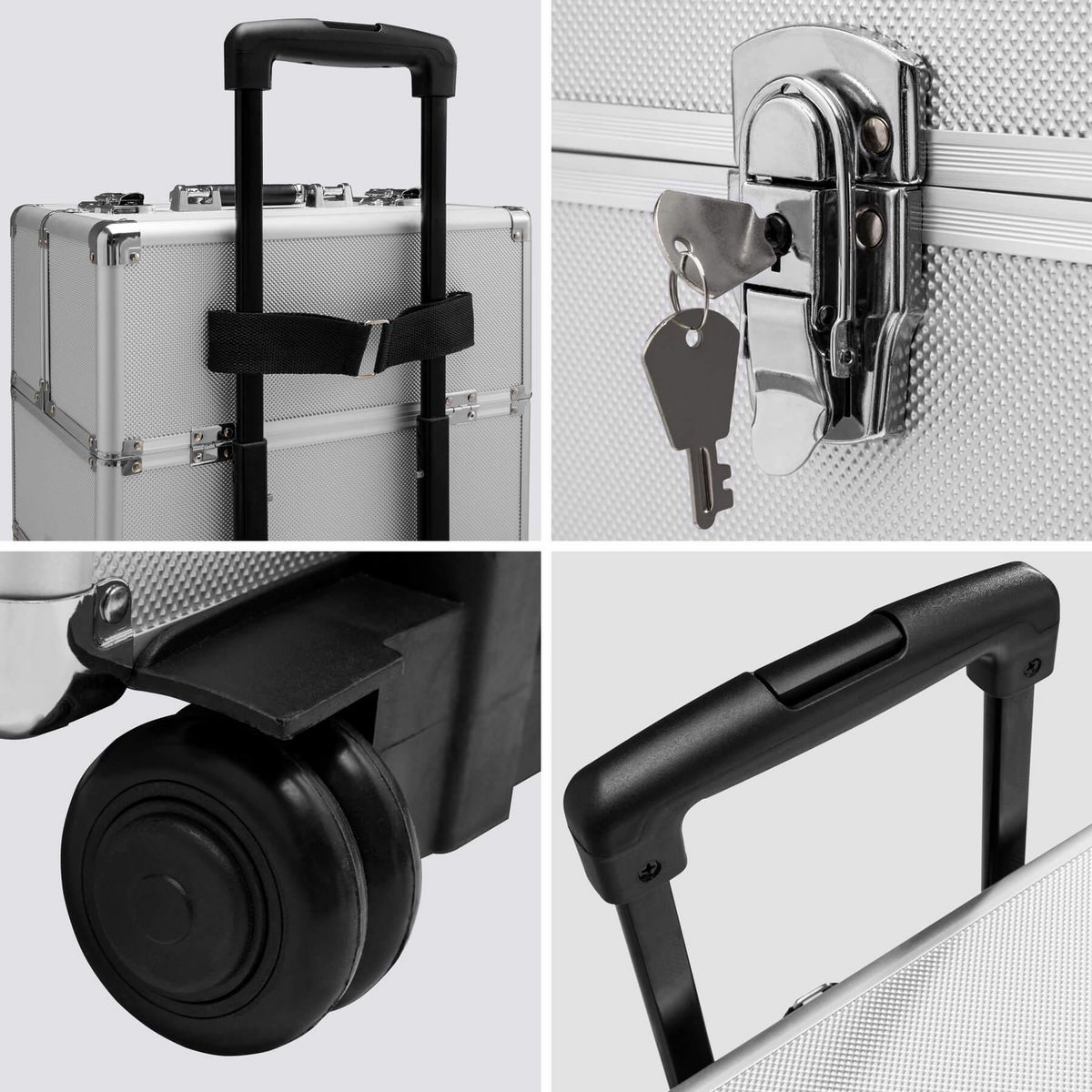 tectake Vanity de maquillage 3-en-1 avec revêtement intérieur en velours argent