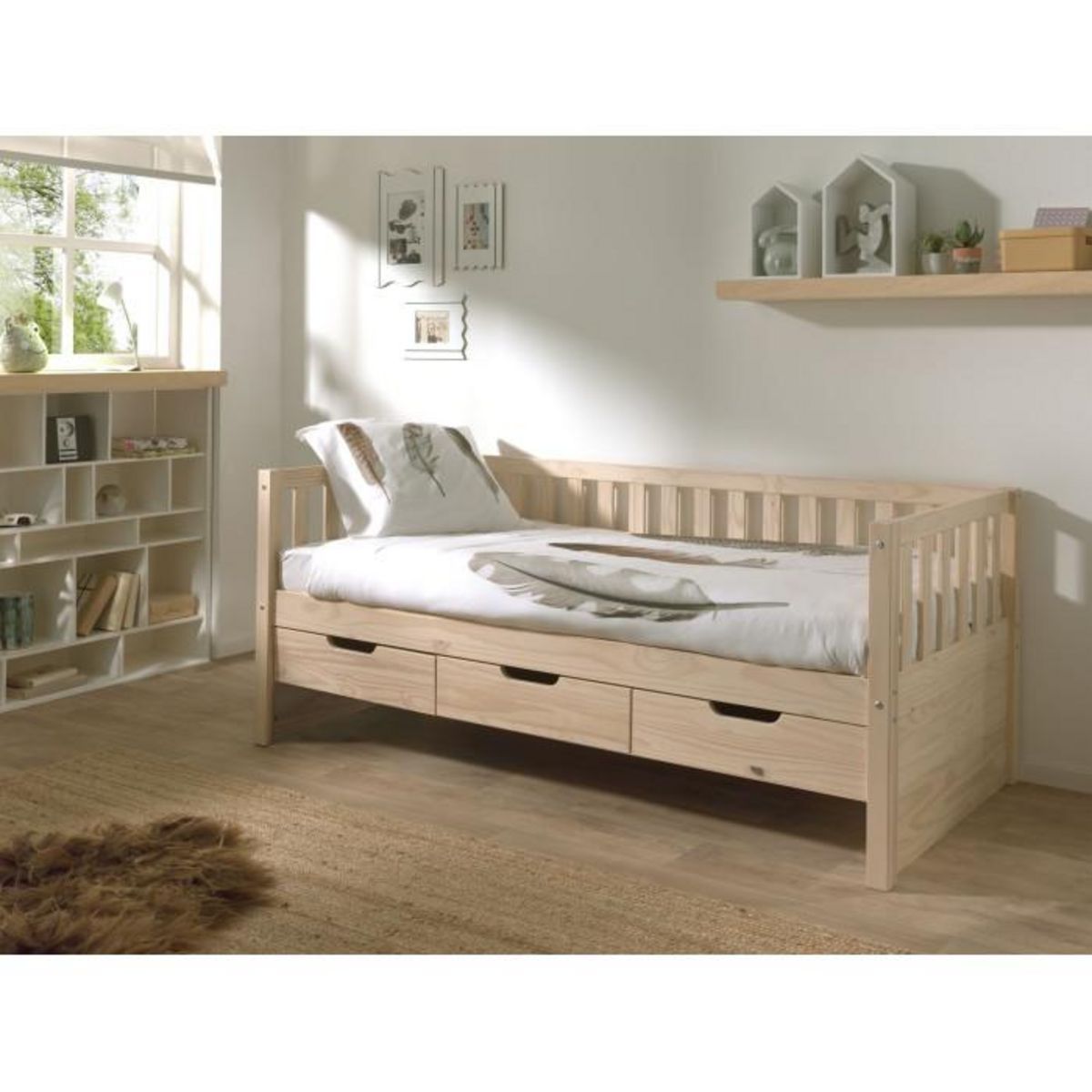 Paris Prix Lit Capitaine Enfant & 3 Tiroirs  Fritz  90x200cm Naturel