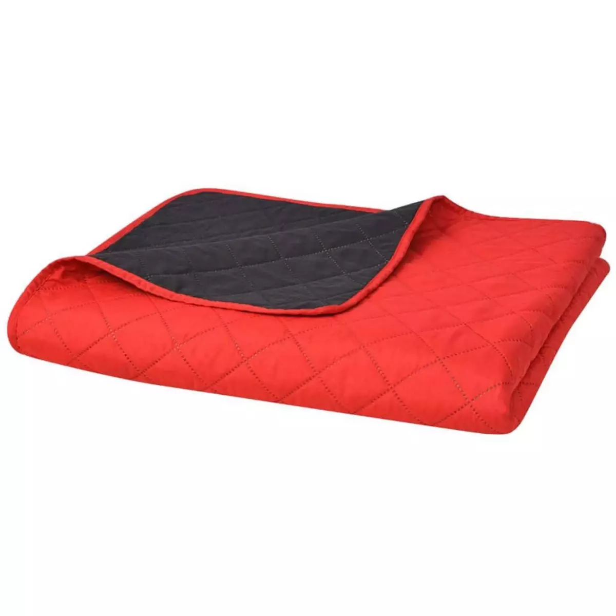VIDAXL Couvre-lit matelasse double-face Rouge et noir 230x260 cm