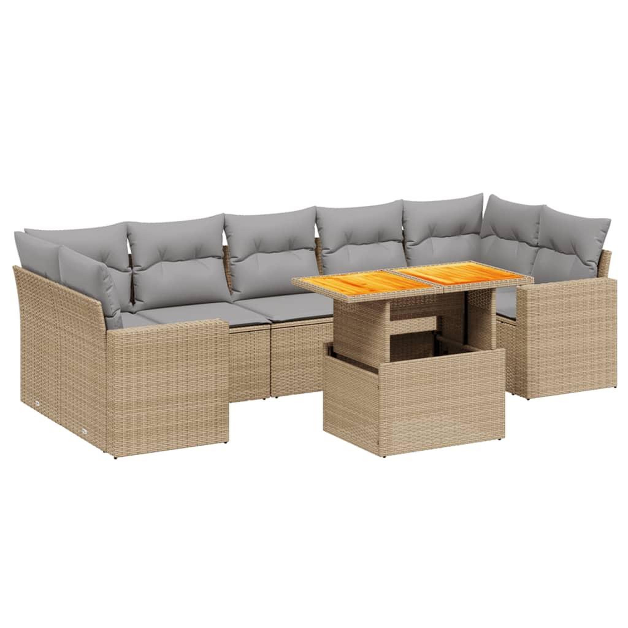Voir la diapositive 2 : VIDAXL Salon de jardin avec coussins 8 pcs beige resine tressee