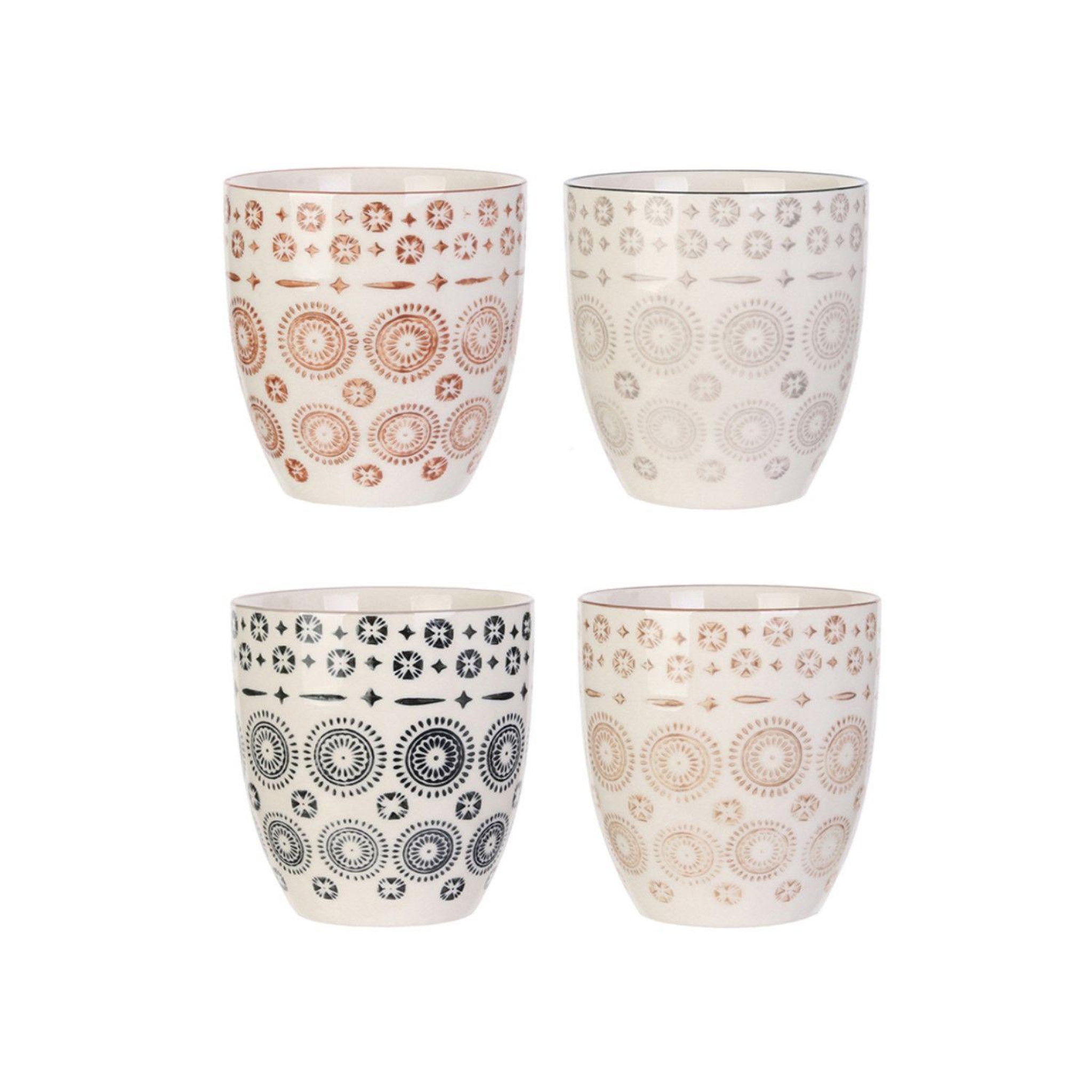 Saveur et dégustation 4 Mugs design ethnique Mirage - 250 ml - Blanc