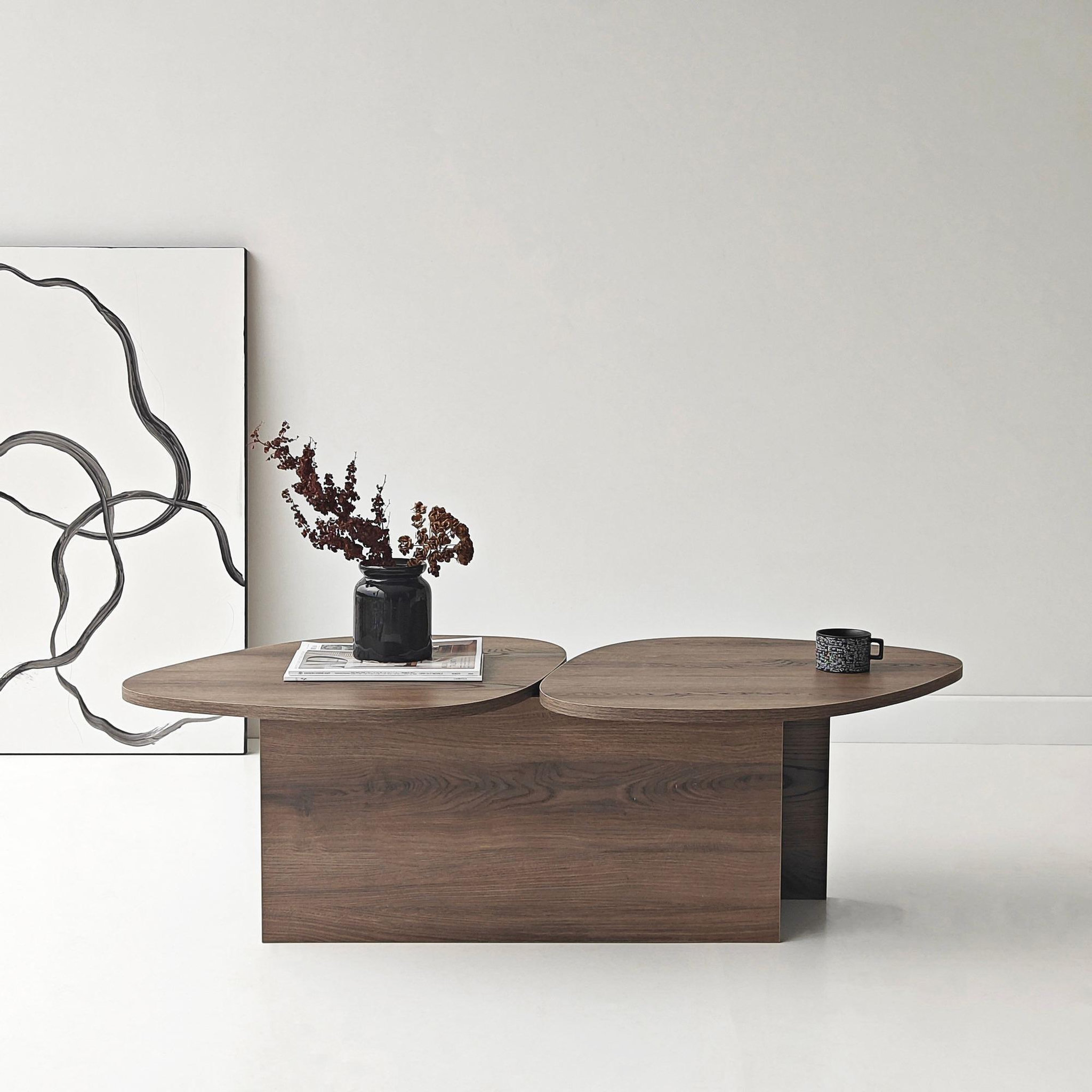 Voir la diapositive 4 : Habitat et Jardin Table basse en bois  stones  125 x 60 x 38 cm - noyer