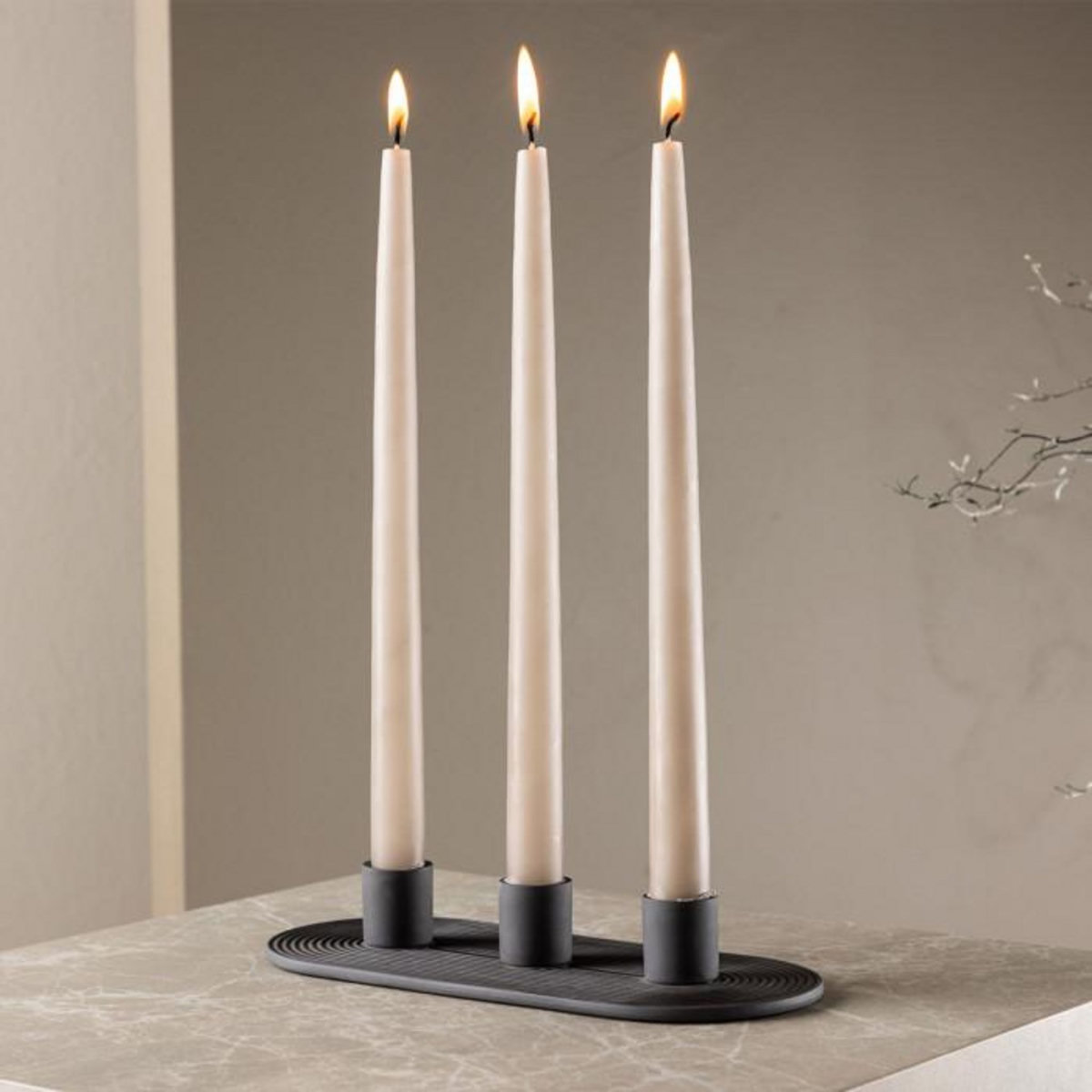 Paris Prix Bougeoir en Argile 3 Bougies  Dian  24cm Noir