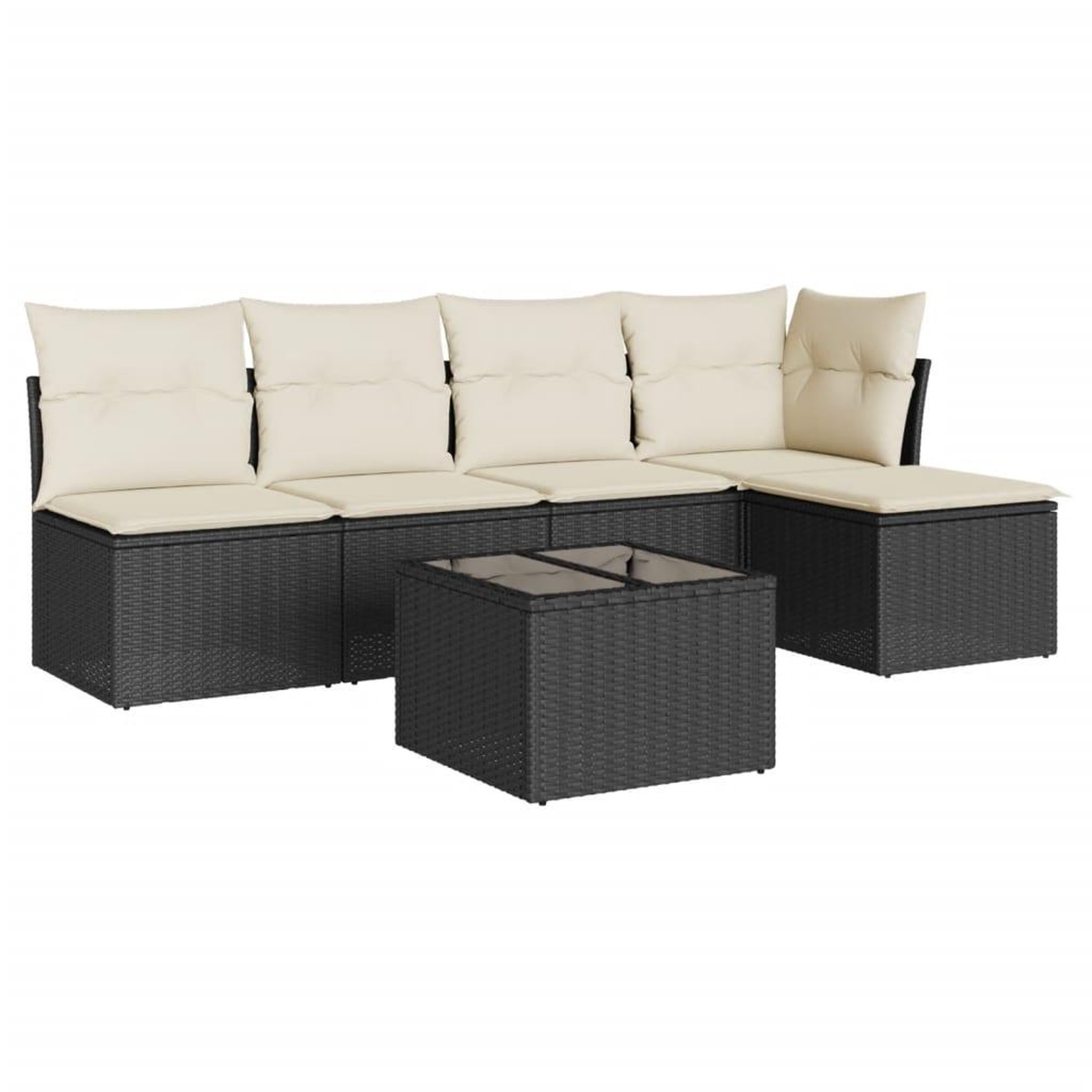 Voir la diapositive 2 : VIDAXL Salon de jardin 6 pcs avec coussins noir resine tressee