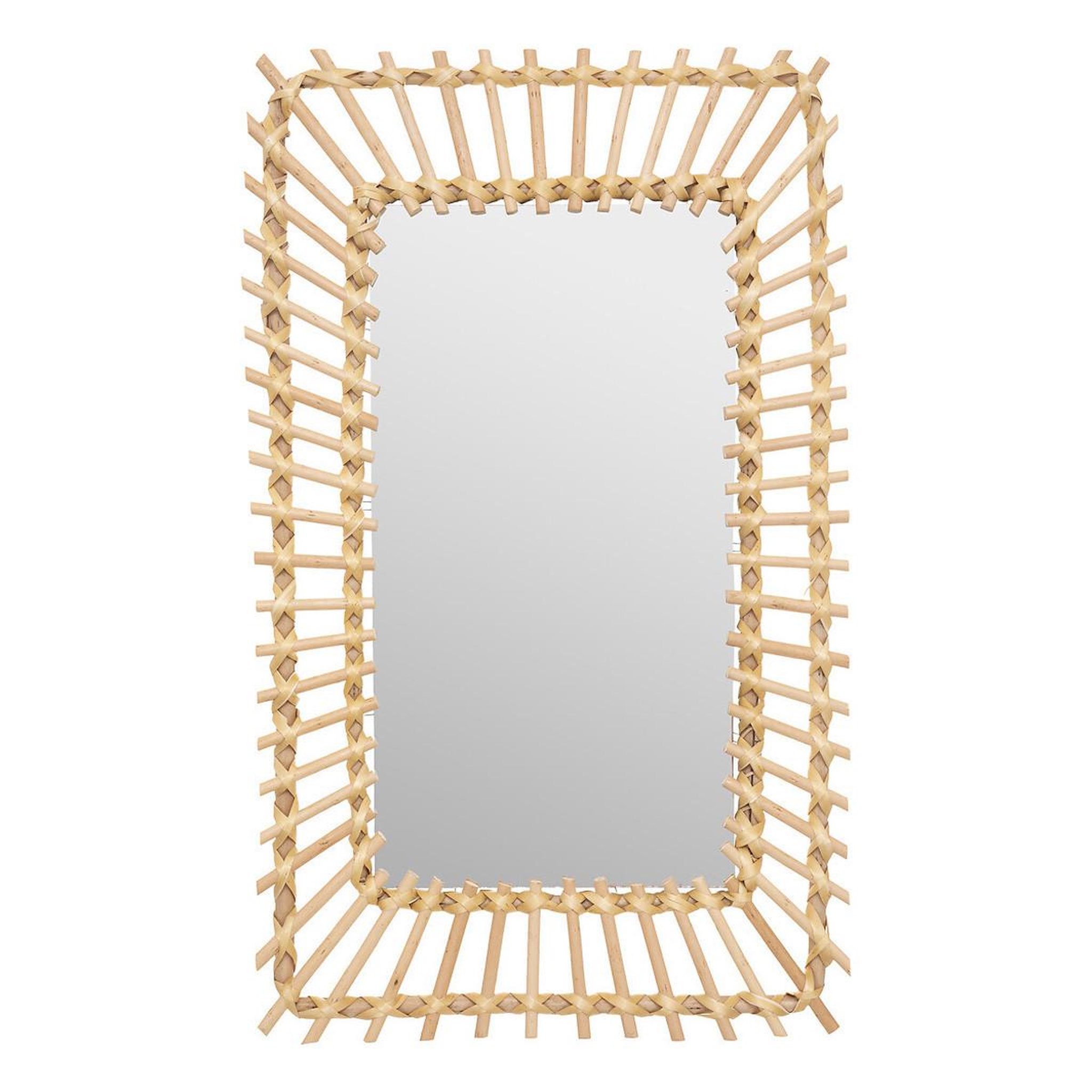 Voir la diapositive 1 : ATMOSPHERA Miroir mural en rotin  rectangle  58cm beige
