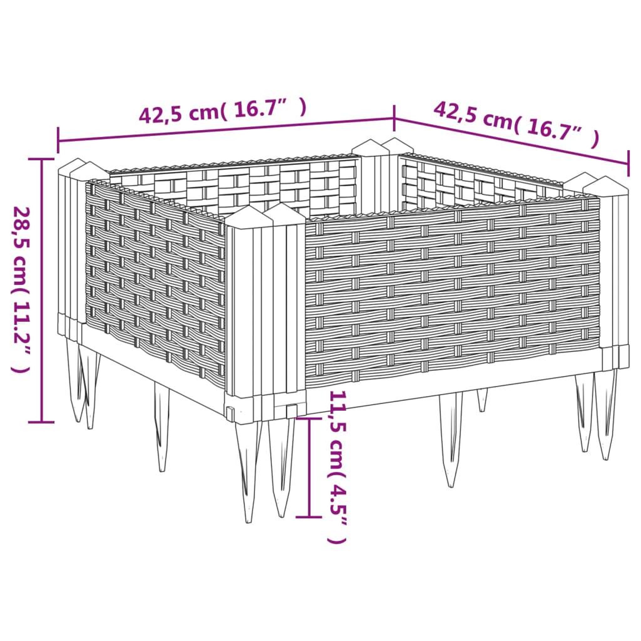 Voir la diapositive 6 : VIDAXL Jardiniere avec piquets bleu gris 42,5x42,5x28,5 cm PP