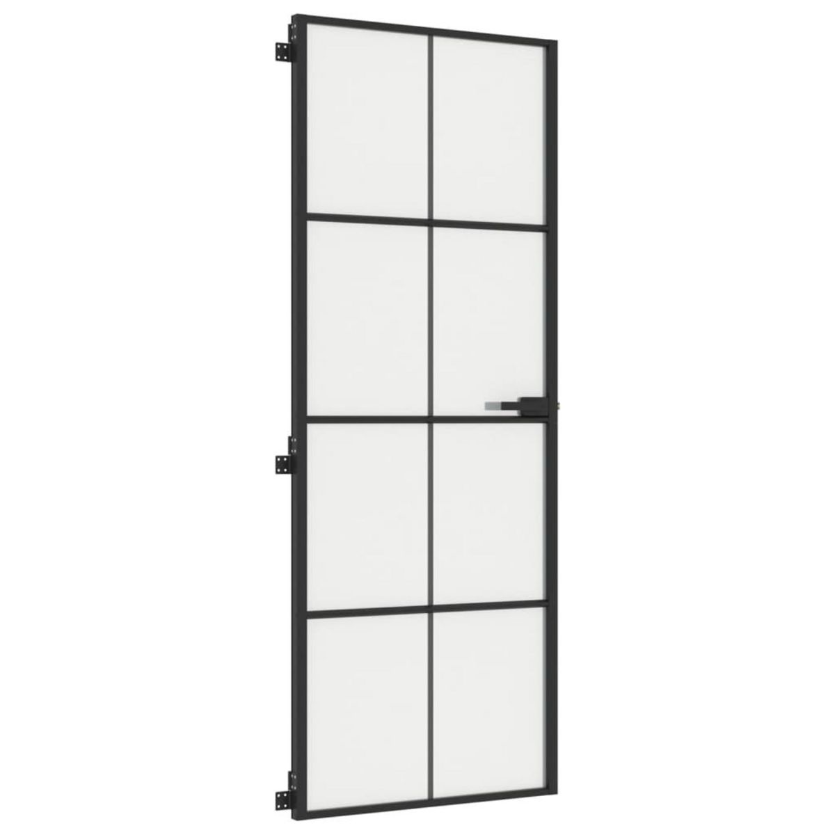 VIDAXL Porte interieure mince noir 76x201,5 cm verre trempe aluminium
