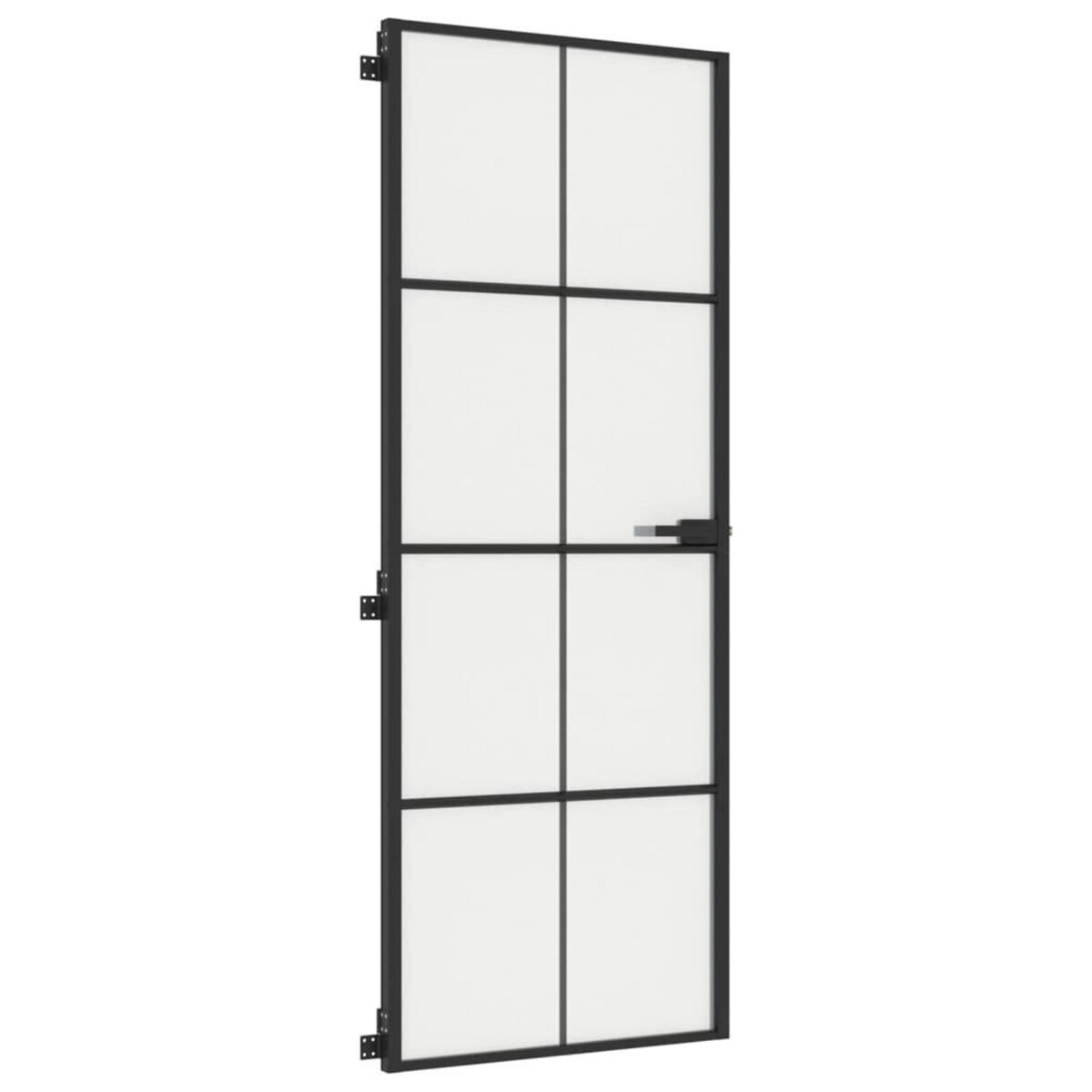 VIDAXL Porte interieure mince noir 76x201,5 cm verre trempe aluminium