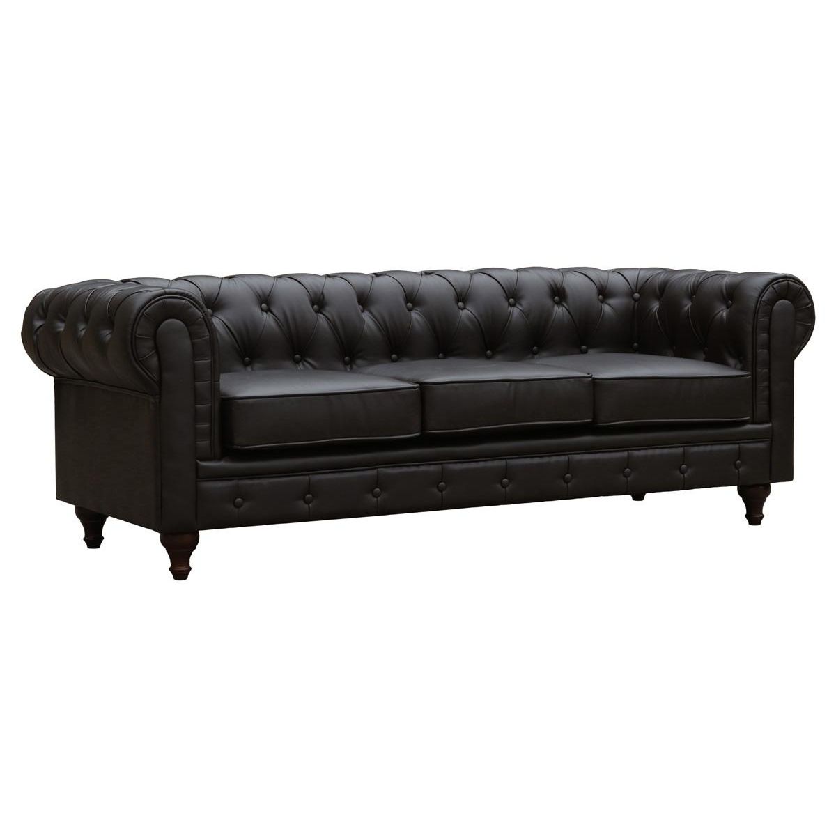 Habitat et Jardin Canapé fixe Chesterfield  Aliza  - 204 x 80 x 58 cm - 3 places - Marron