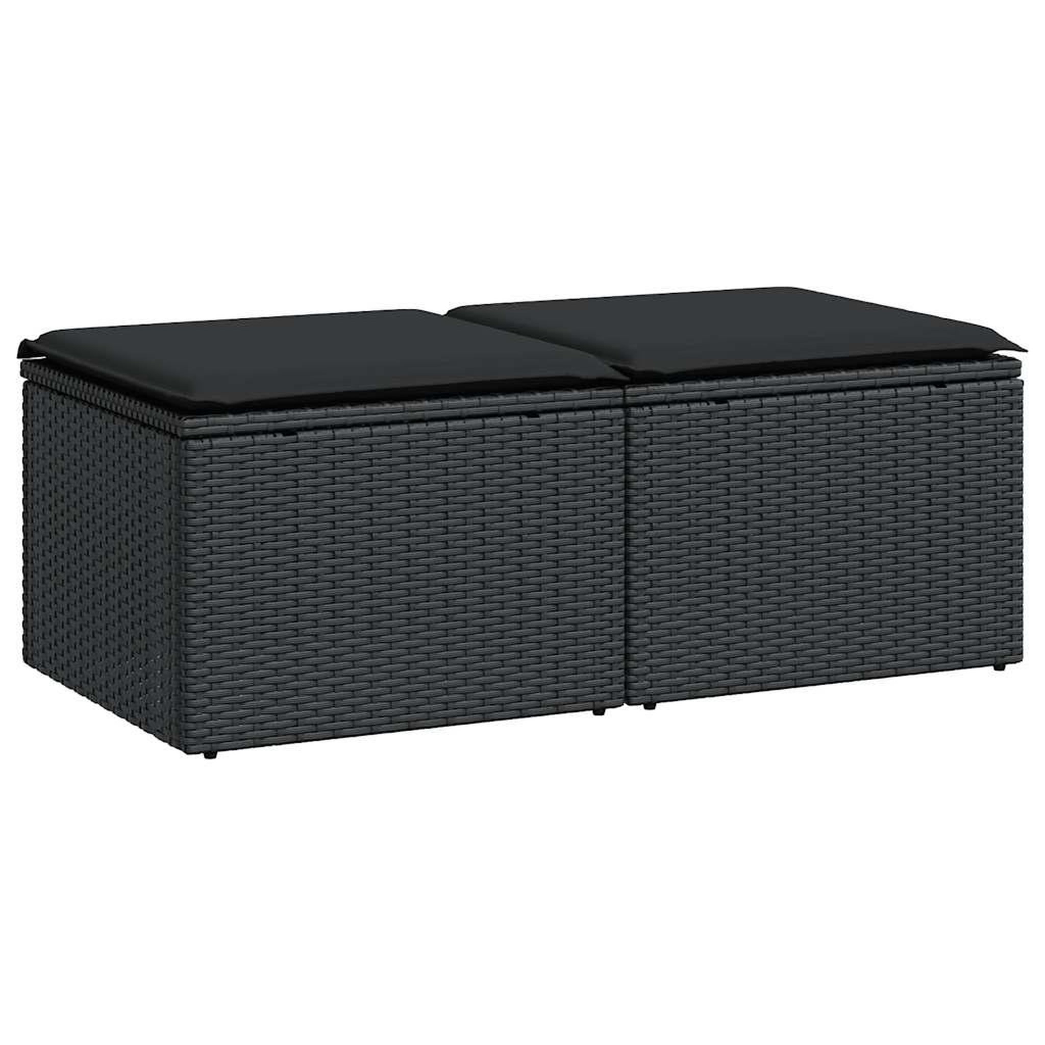 Voir la diapositive 2 : VIDAXL Salon de jardin avec coussins 2 pcs noir resine tressee acacia