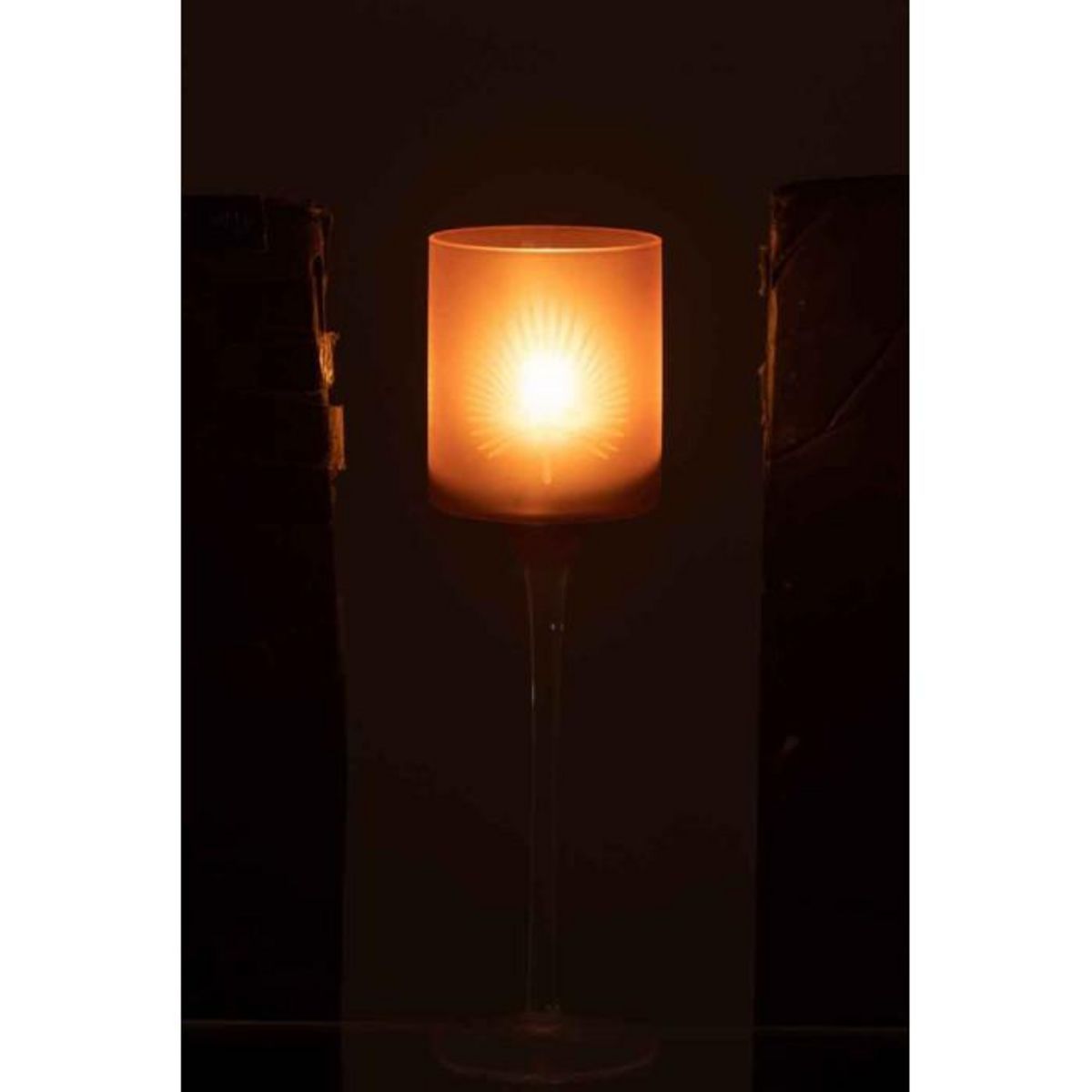 Paris Prix Photophore Déco  Feuilles de Palmier  25cm Marron