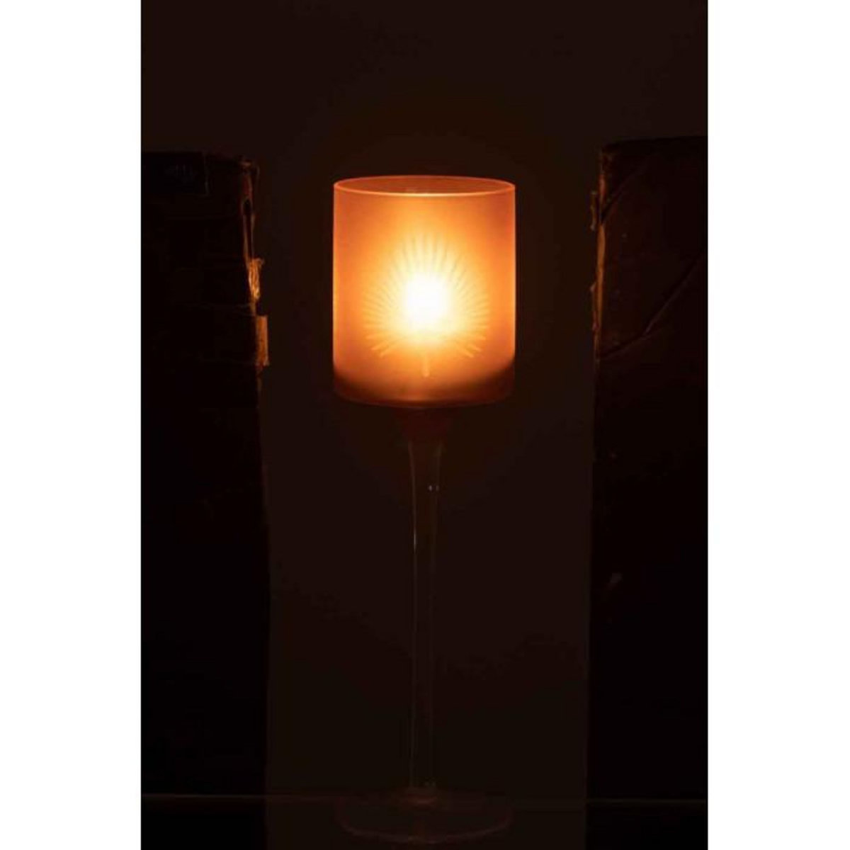 Paris Prix Photophore Déco  Feuilles de Palmier  25cm Marron