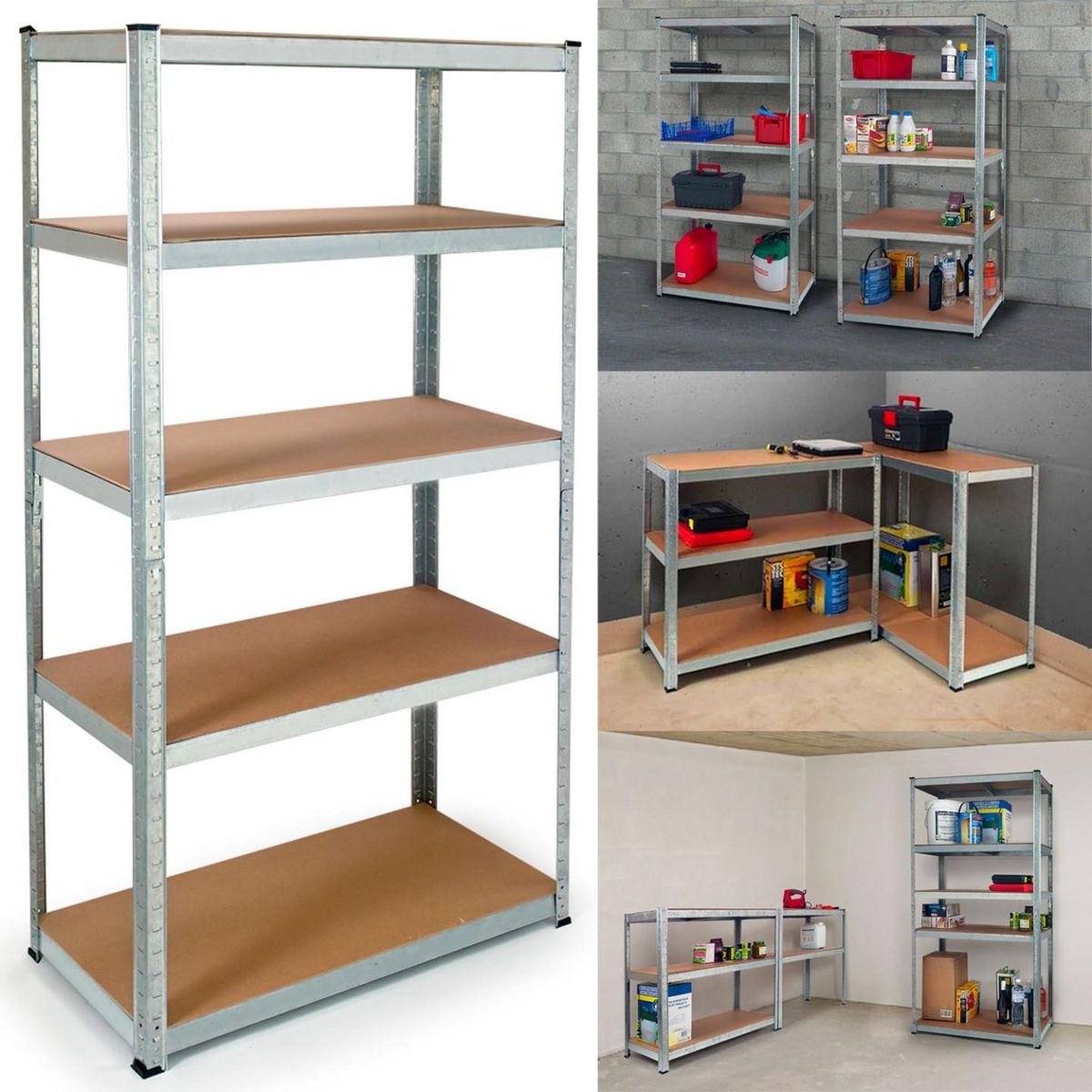 ID MARKET Etagère modulable charges lourdes en métal 5 plateaux