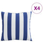 Voir la diapositive 2 : VIDAXL Coussins decoratifs lot de 4 Rayures bleues et blanches 50x50cm