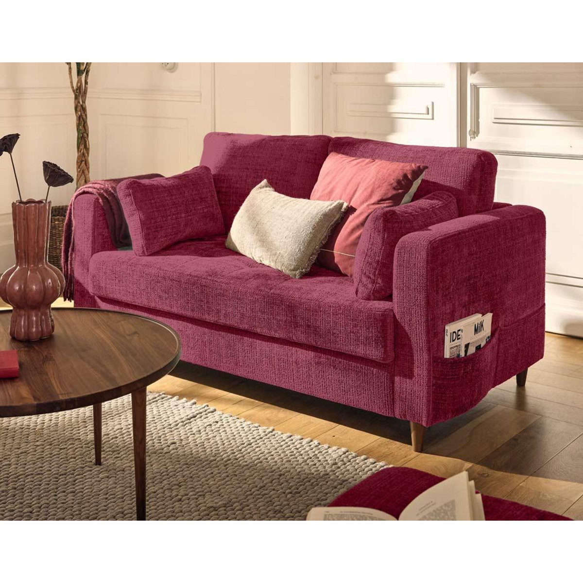 LISA DESIGN Anna - canapé droit 2 places avec poche en velours texturé