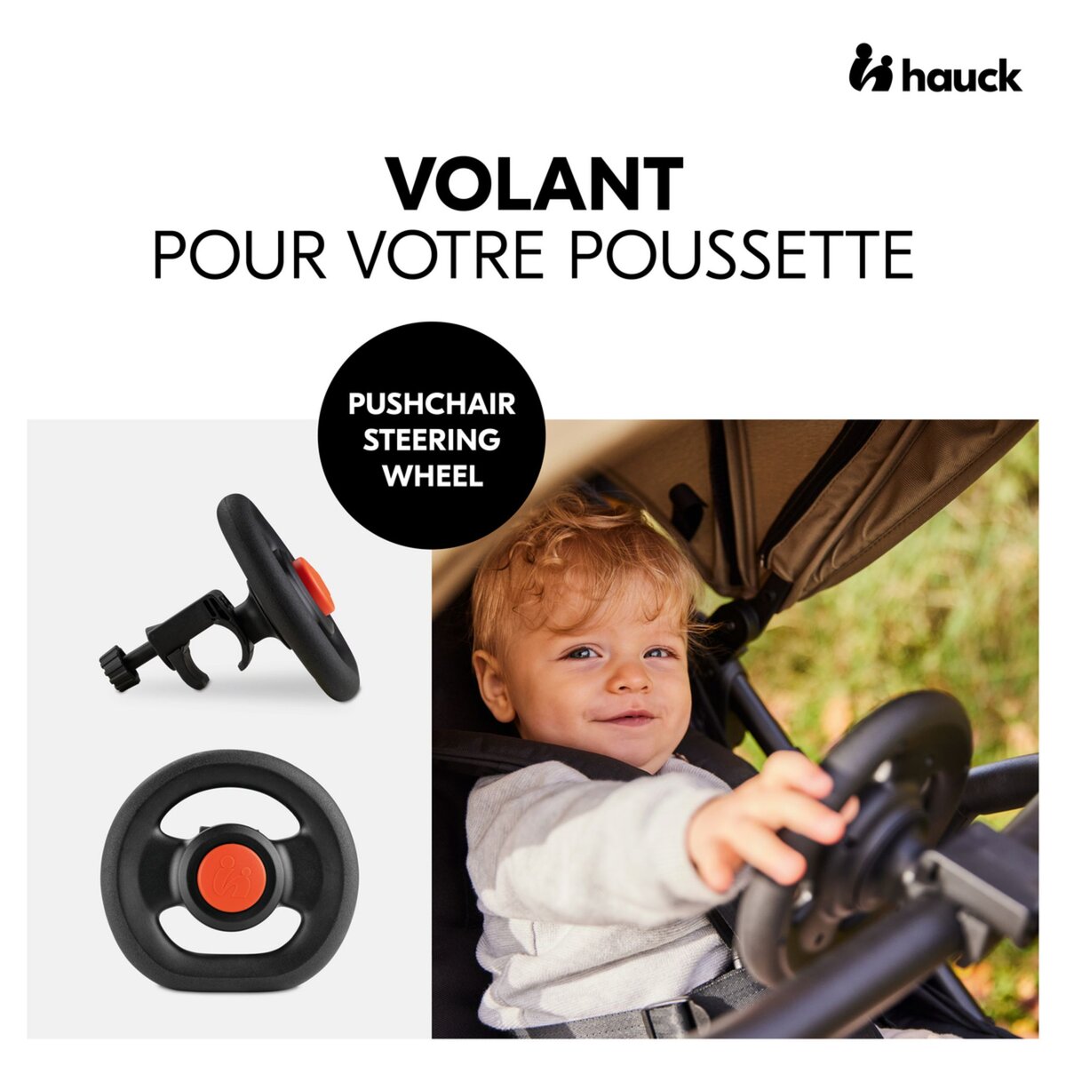HAUCK Volant de poussette Pushchair Steering Wheel Noir