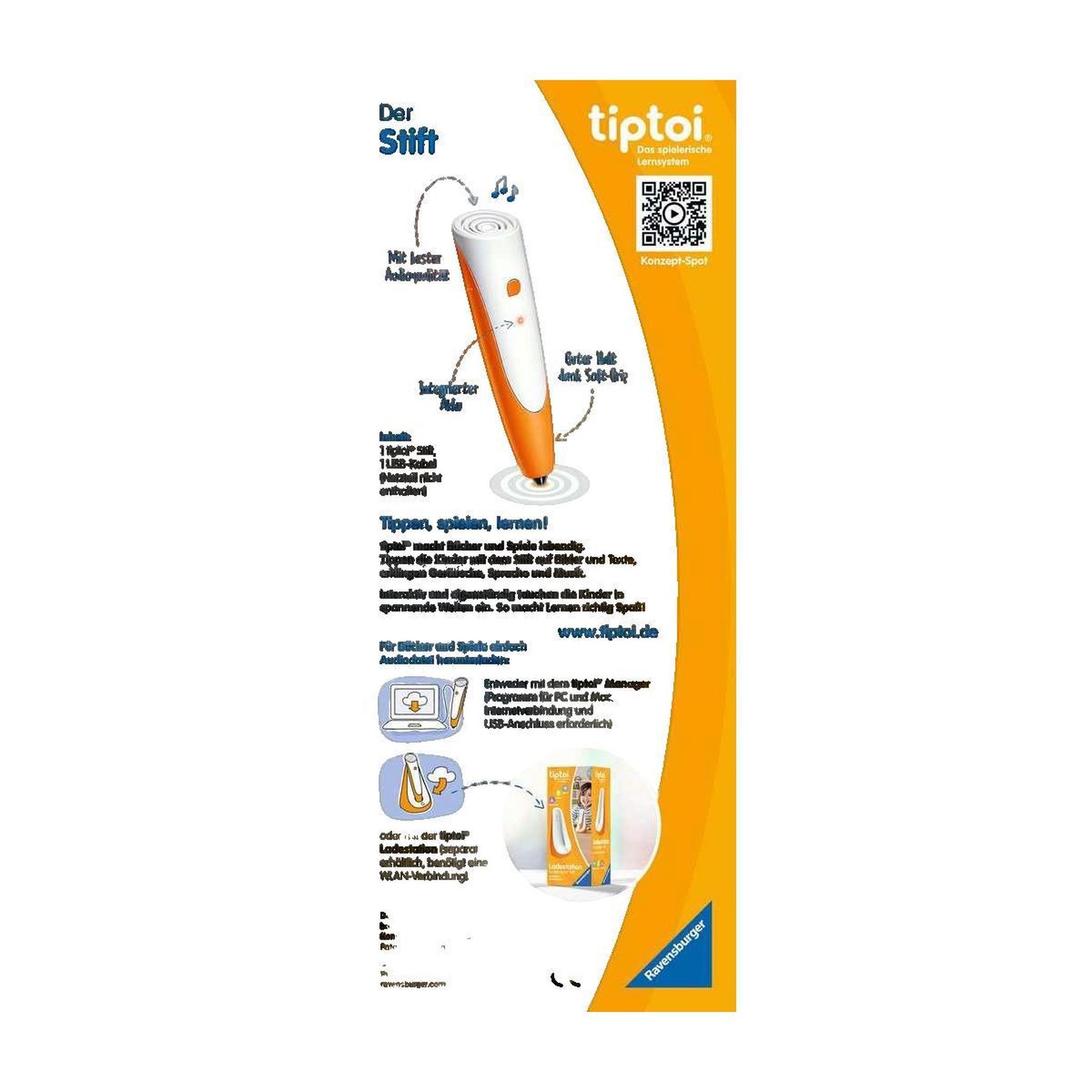 Voir la diapositive 3 : RAVENSBURGER Stylo interactif tiptoi® Ravensburger orange et blanc
