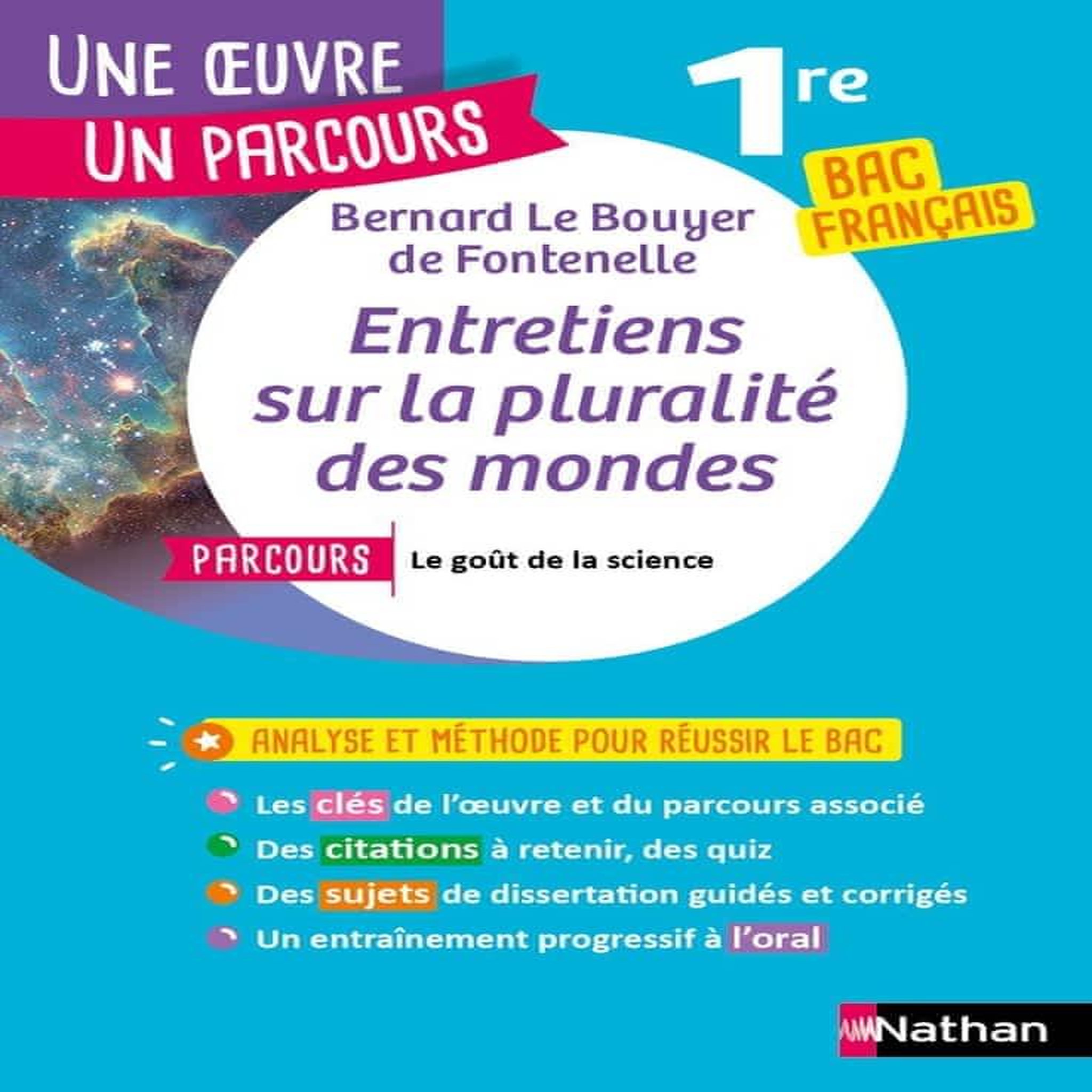 ENTRETIENS SUR LA PLURALITE DES MONDES. PARCOURS  LE GOUT DE LA SCIENCE  BAC FRANCAIS 1RE, Fontenelle Bernard de