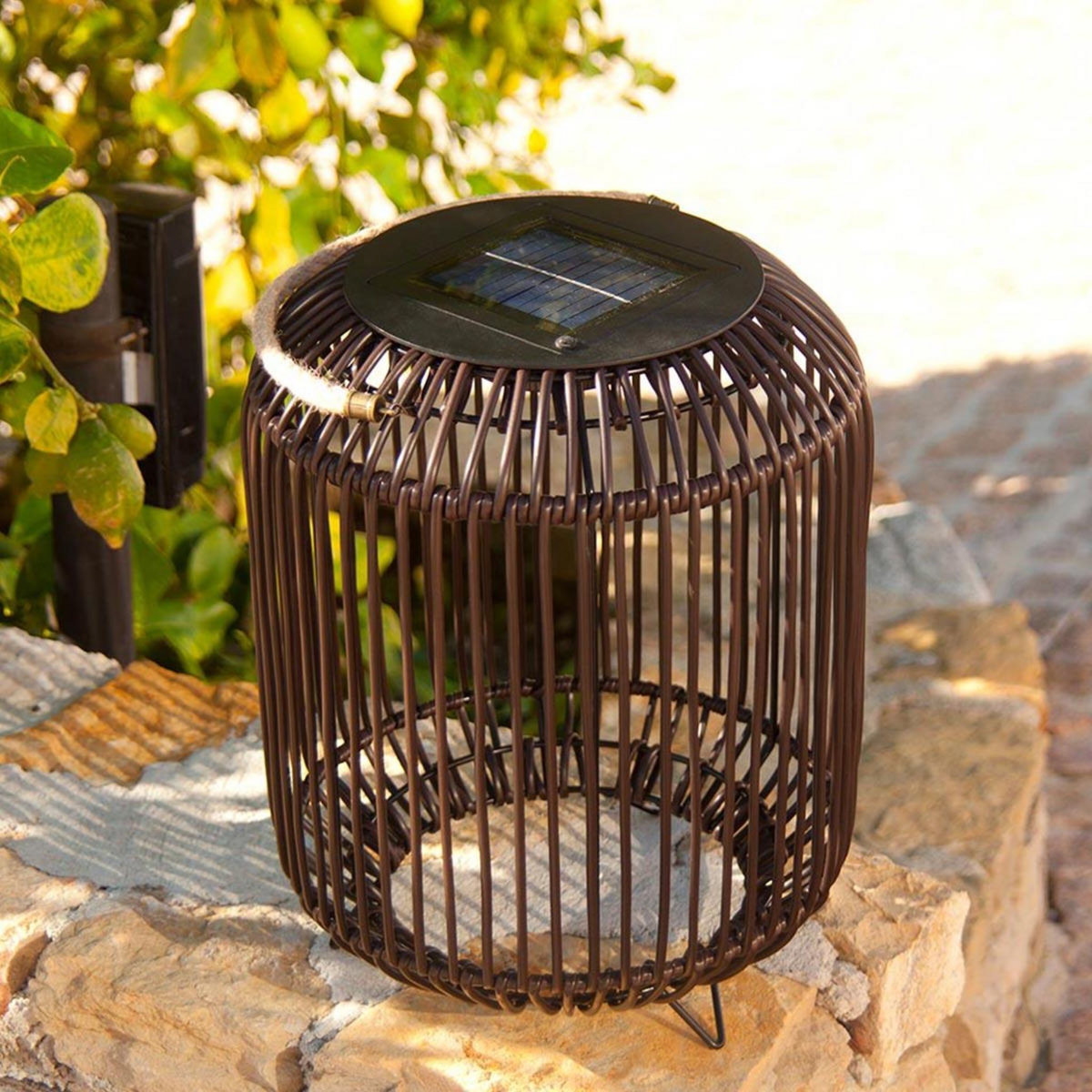 Lumisky Lanterne solaire sur pied RAY Marron Poly rotin H36cm