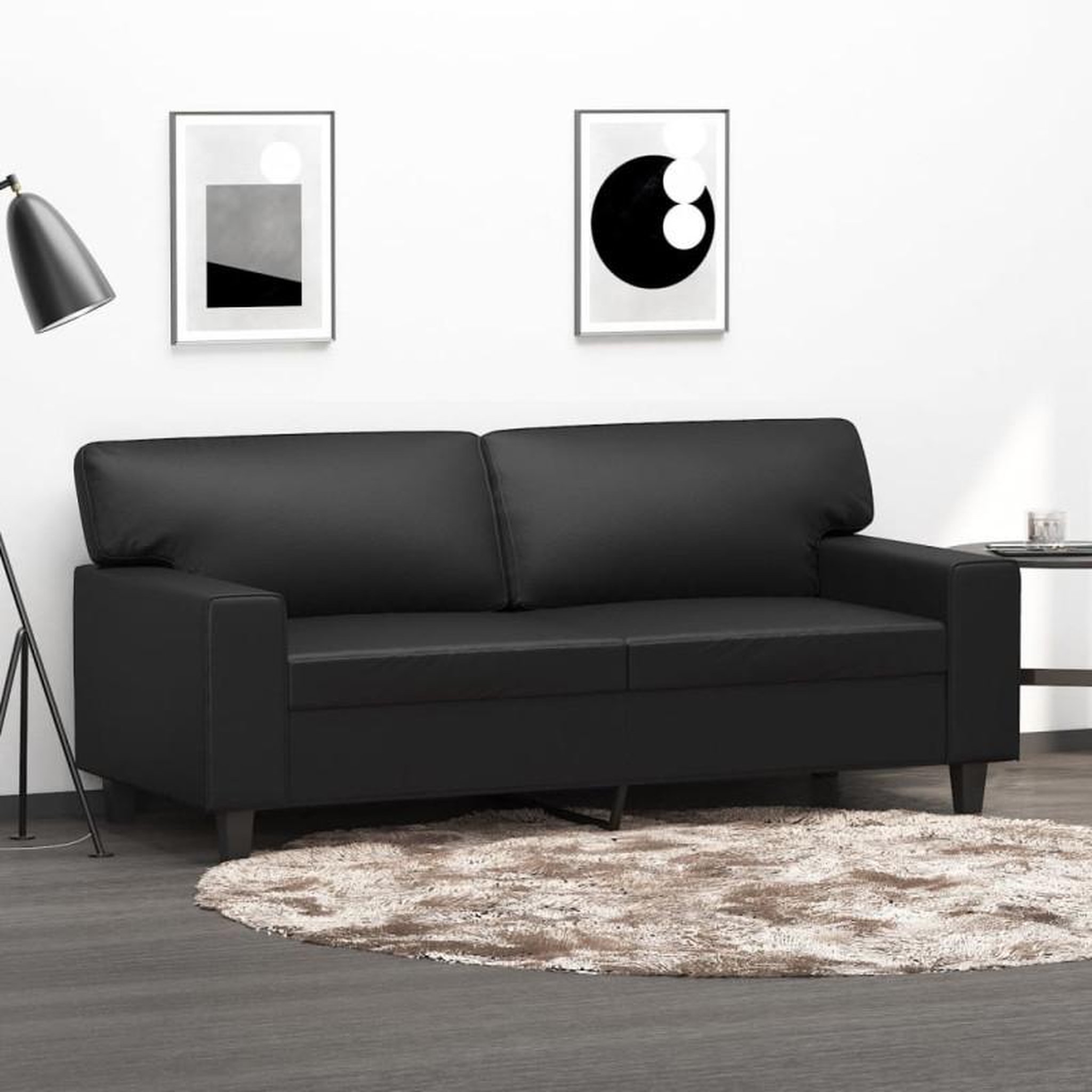 VIDAXL Canapé à 2 places Noir 140 cm Similicuir
