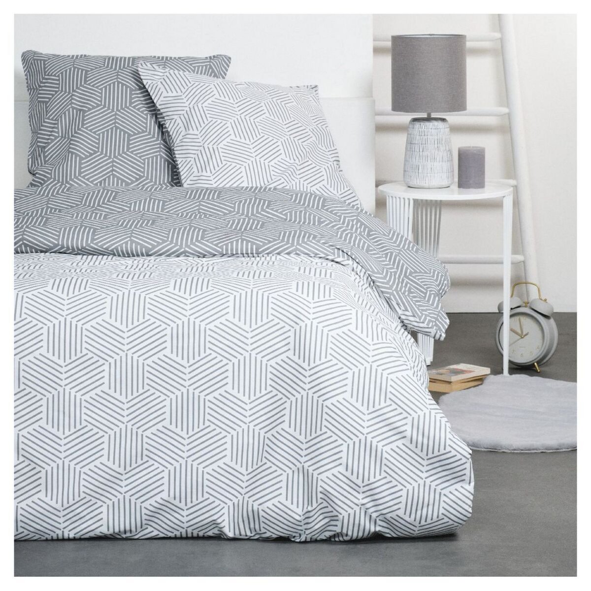TODAY Parure housse de couette en coton imprimé Géométrique