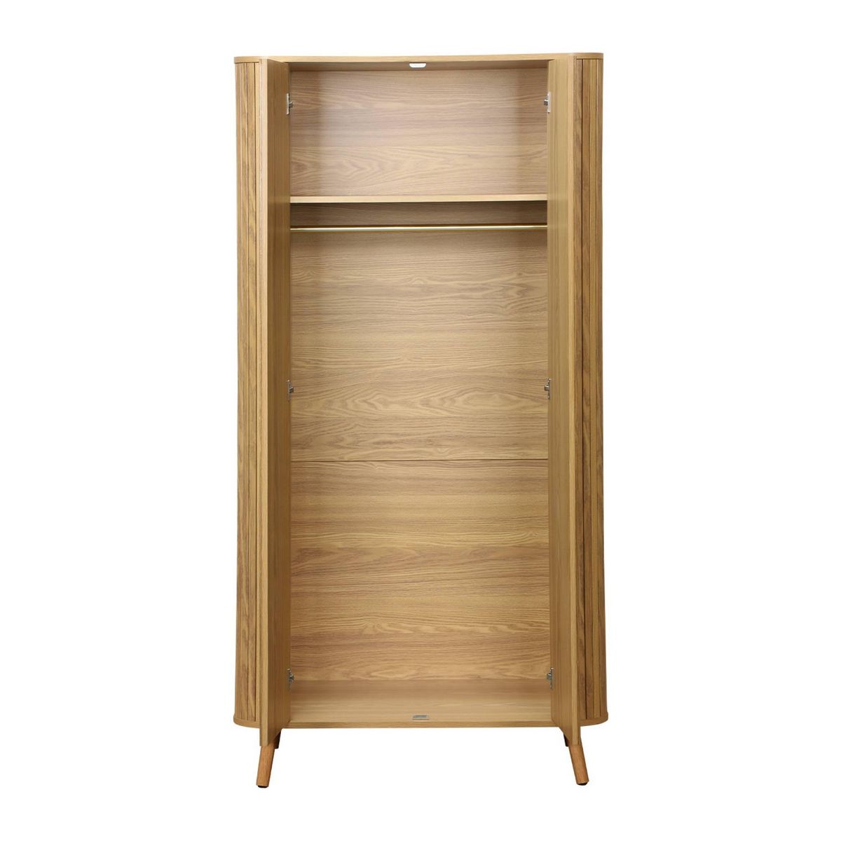SWEEEK Armoire 2 portes effet bois rainuré avec étagère et penderie. L 90 x P 60 x H 180cm