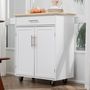 Voir la diapositive 2 : HOMCOM Desserte de cuisine - 2 portes, étagère, tiroir, porte-torchons - bois hévéa pin