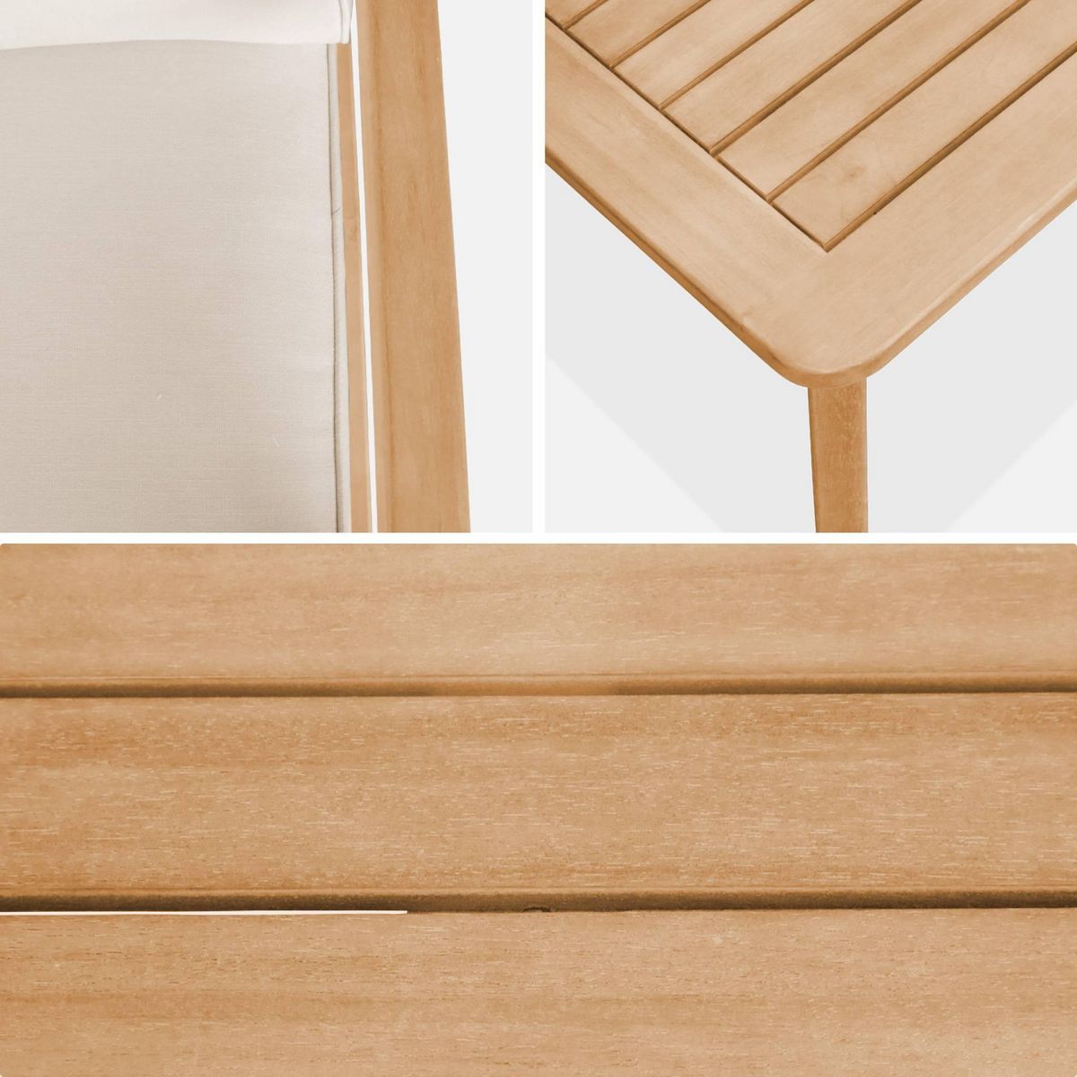 SWEEEK Salon de jardin en bois, 4 places CARNOTA