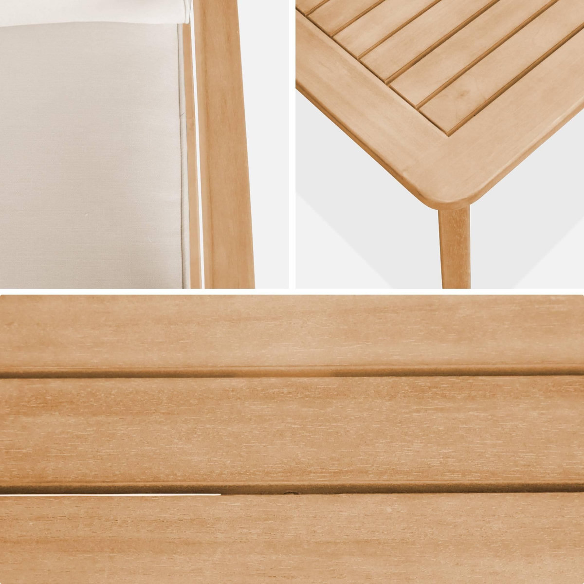 SWEEEK Salon de jardin en bois, 4 places CARNOTA