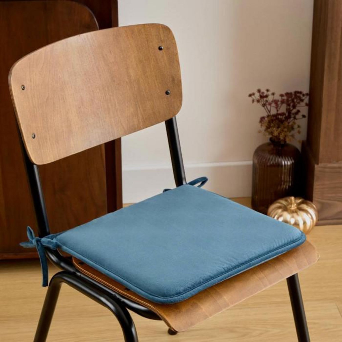 ATMOSPHERA Galette de Chaise Uni  Lilou  38x38cm Bleu Égéen