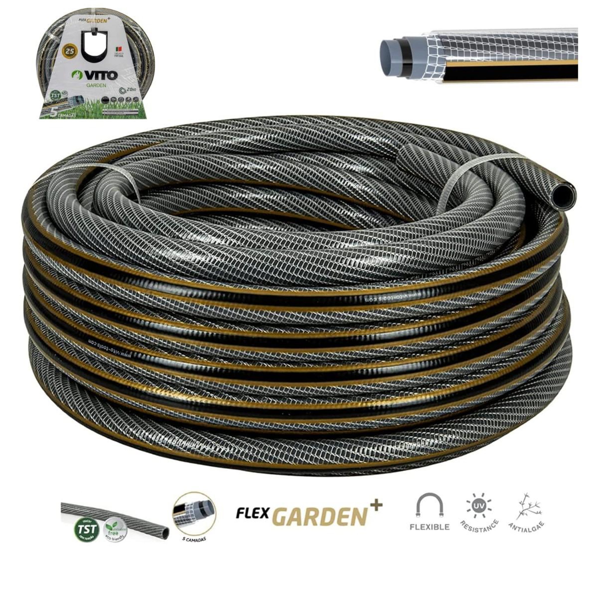 Voir la diapositive 5 : VITO Garden Tuyau arrosage flexible ø 19mm/ 20mètres 5 couches 20 bars anti torsion vito