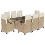 Voir la diapositive 2 : VIDAXL Ensemble a manger de jardin et coussins 9 pcs beige Poly rotin