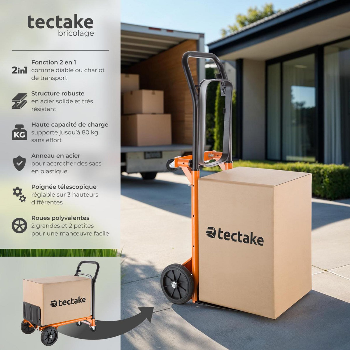 tectake Diable 2-en-1 2-en-1 orange