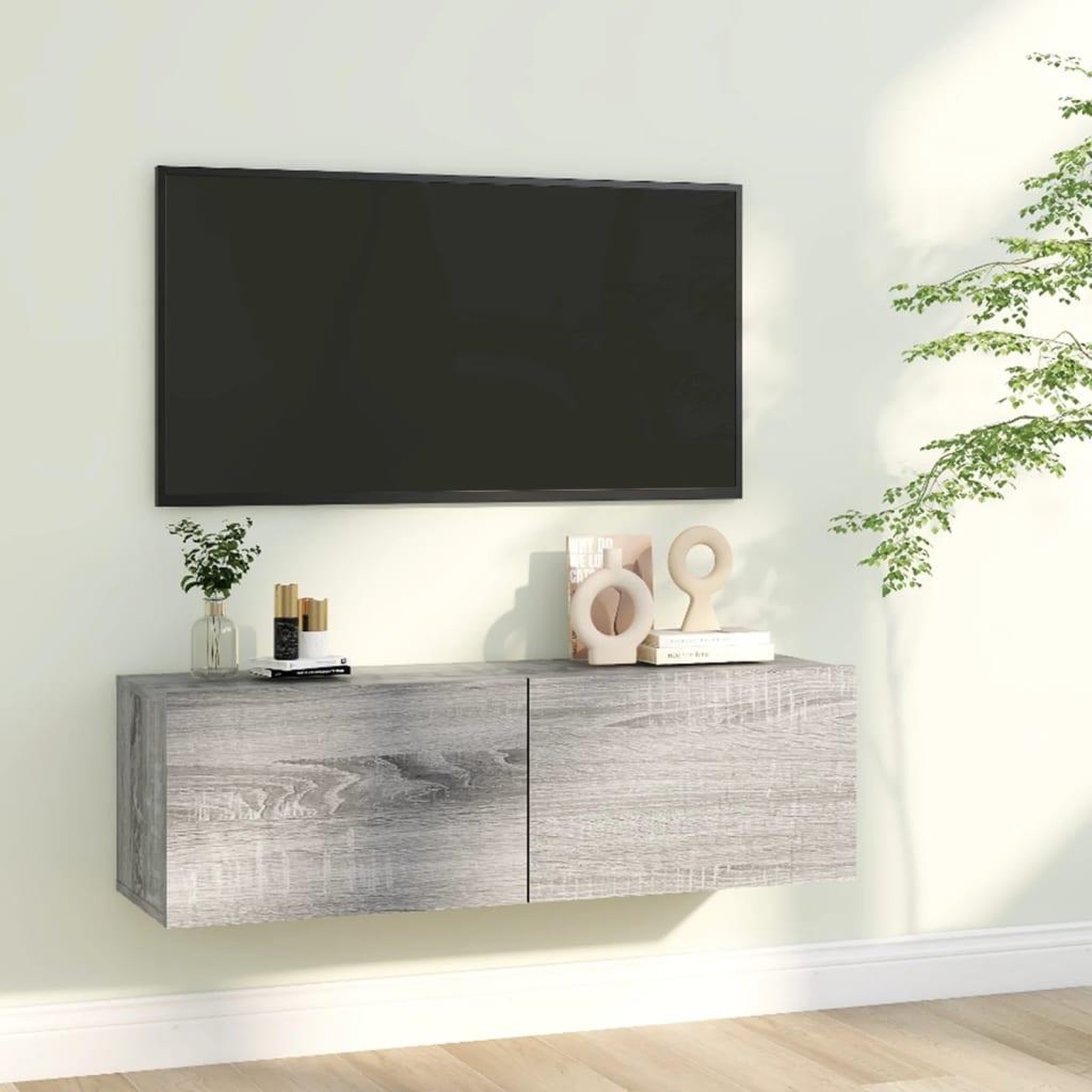 Voir la diapositive 1 : VIDAXL Armoire murale TV Sonoma gris 100x30x30 cm Bois d'ingenierie