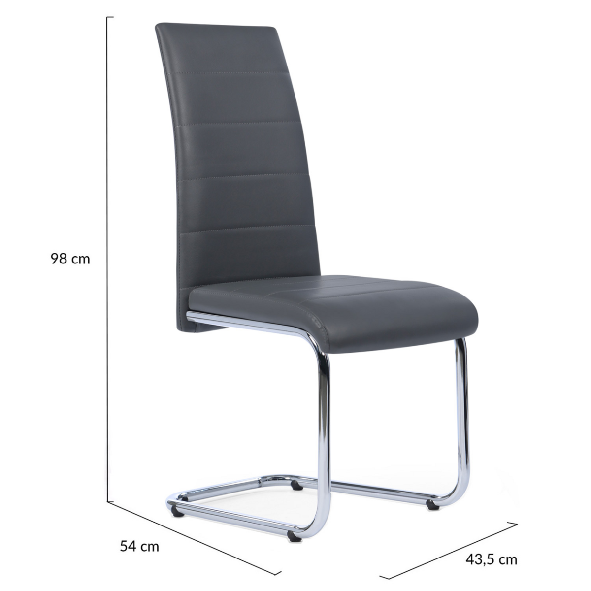 ID MARKET Lot de 4 chaises MIA grises pour salle à manger