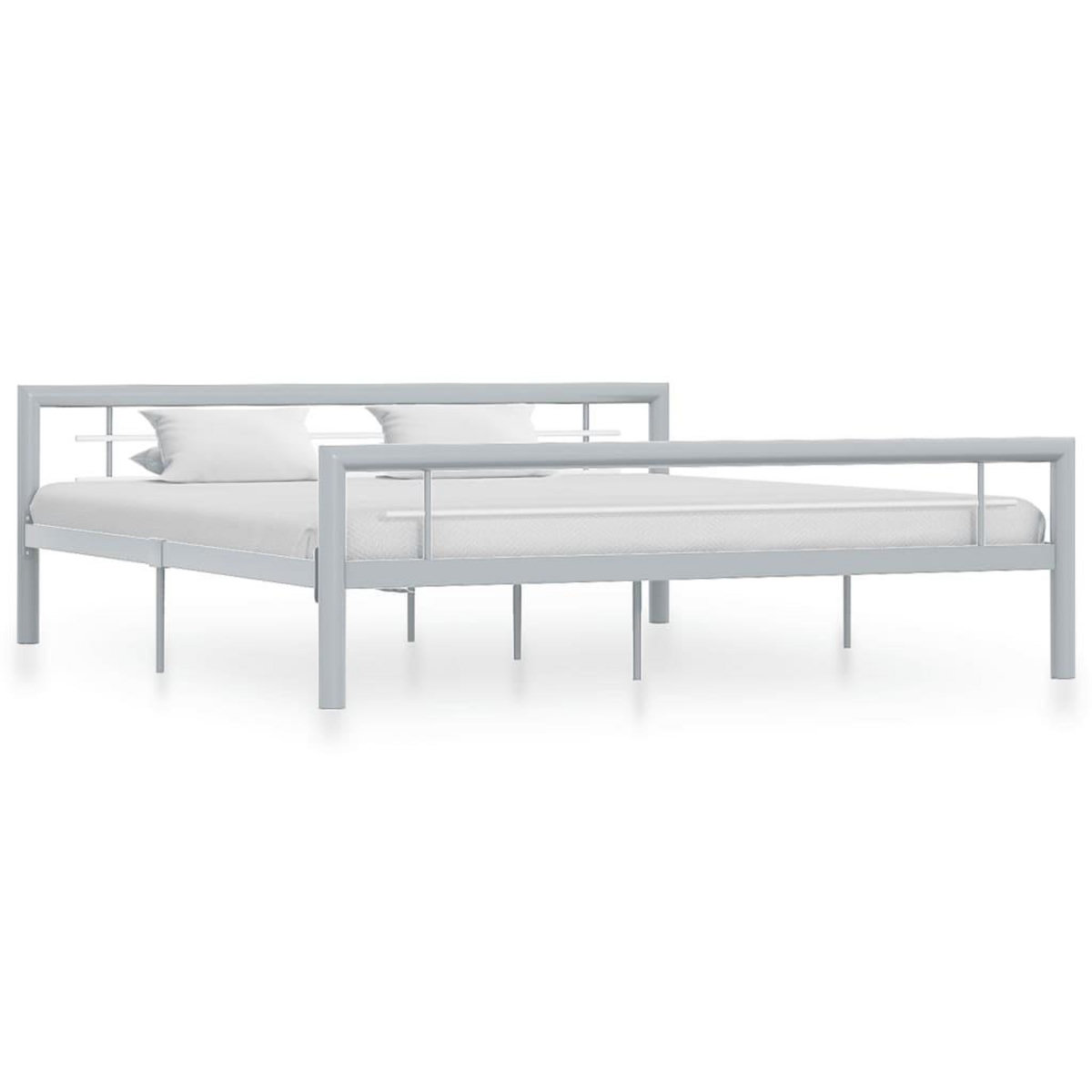 VIDAXL Cadre de lit sans matelas gris et blanc metal 180x200 cm