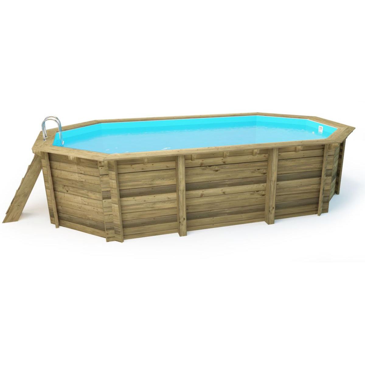 Habitat et Jardin Piscine bois   Miami 130   - 4.86 x 3.36 x 1.30 m + Bâche à bulles 180 µ + Bâche hiver 280 gr/m²
