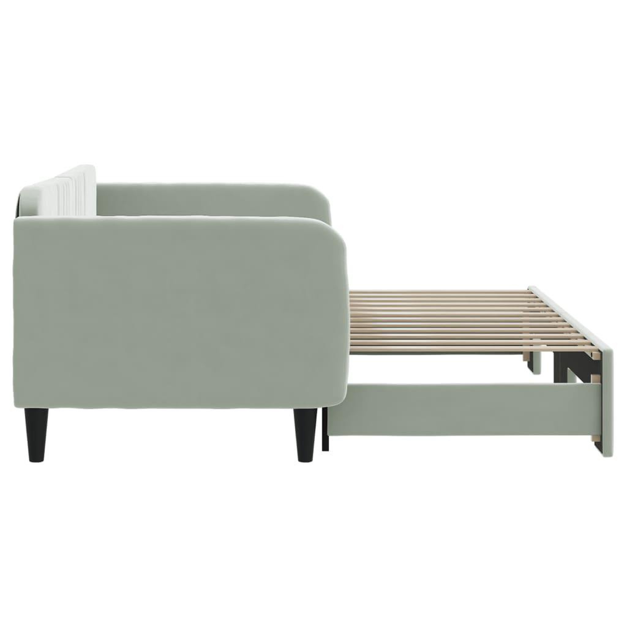 Voir la diapositive 4 : VIDAXL Lit de jour avec gigogne sans matelas gris clair 90x200 cm