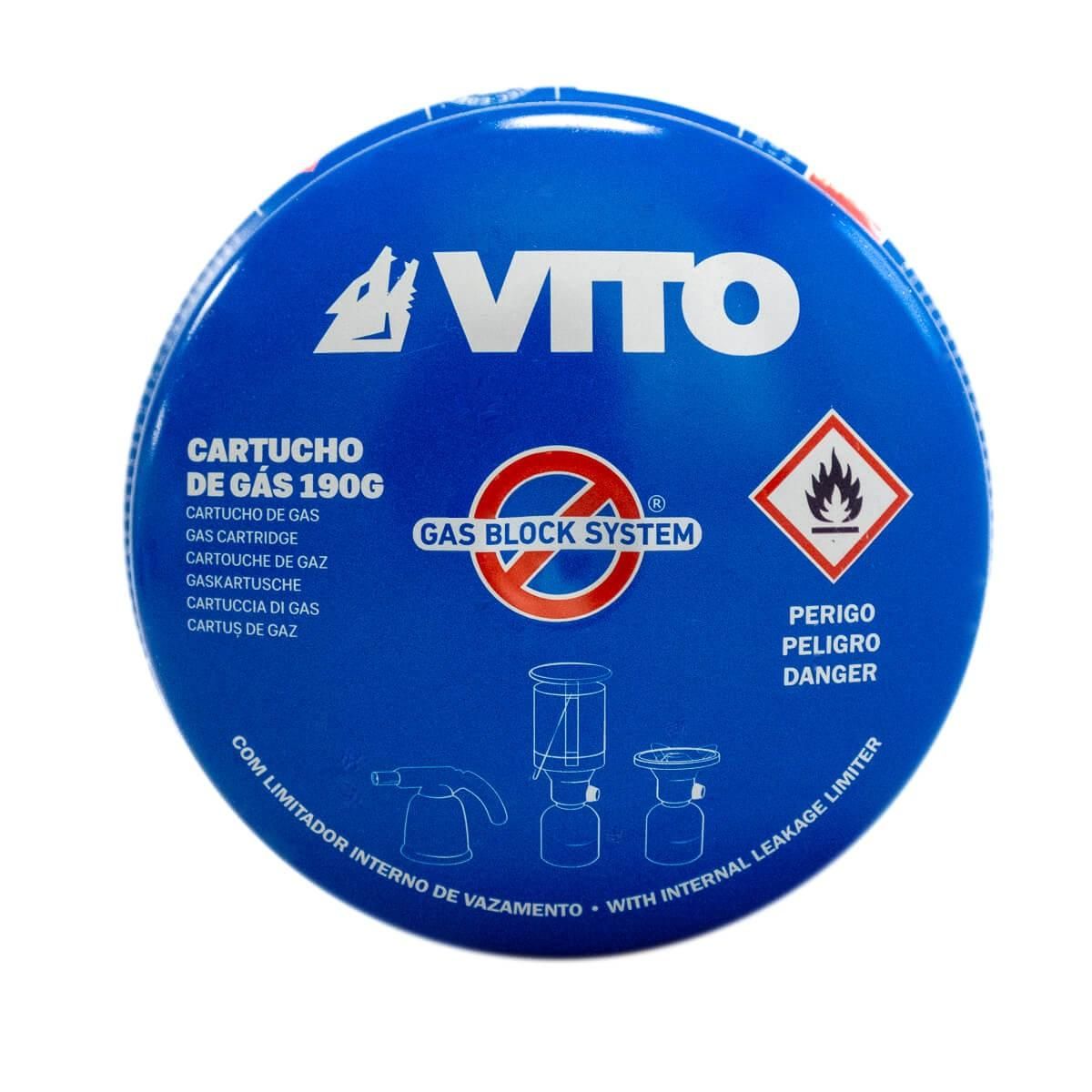 VITO Pro-Power Pack de 12 Cartouches gaz 190g butane perçable sécurité stop-gaz VITO