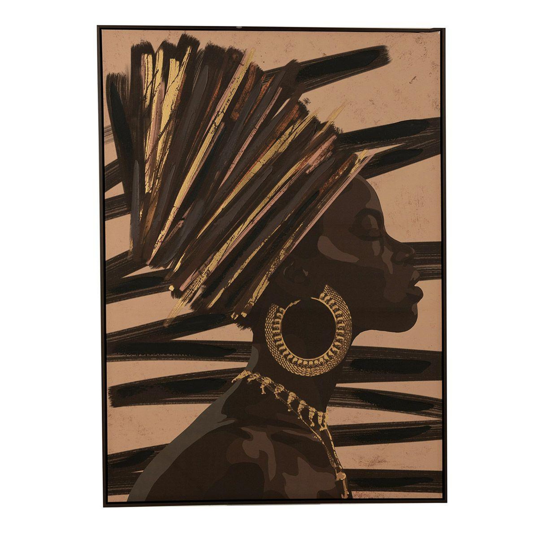 J-LINE Tableau déco  femme africaine ii  103x143cm marron